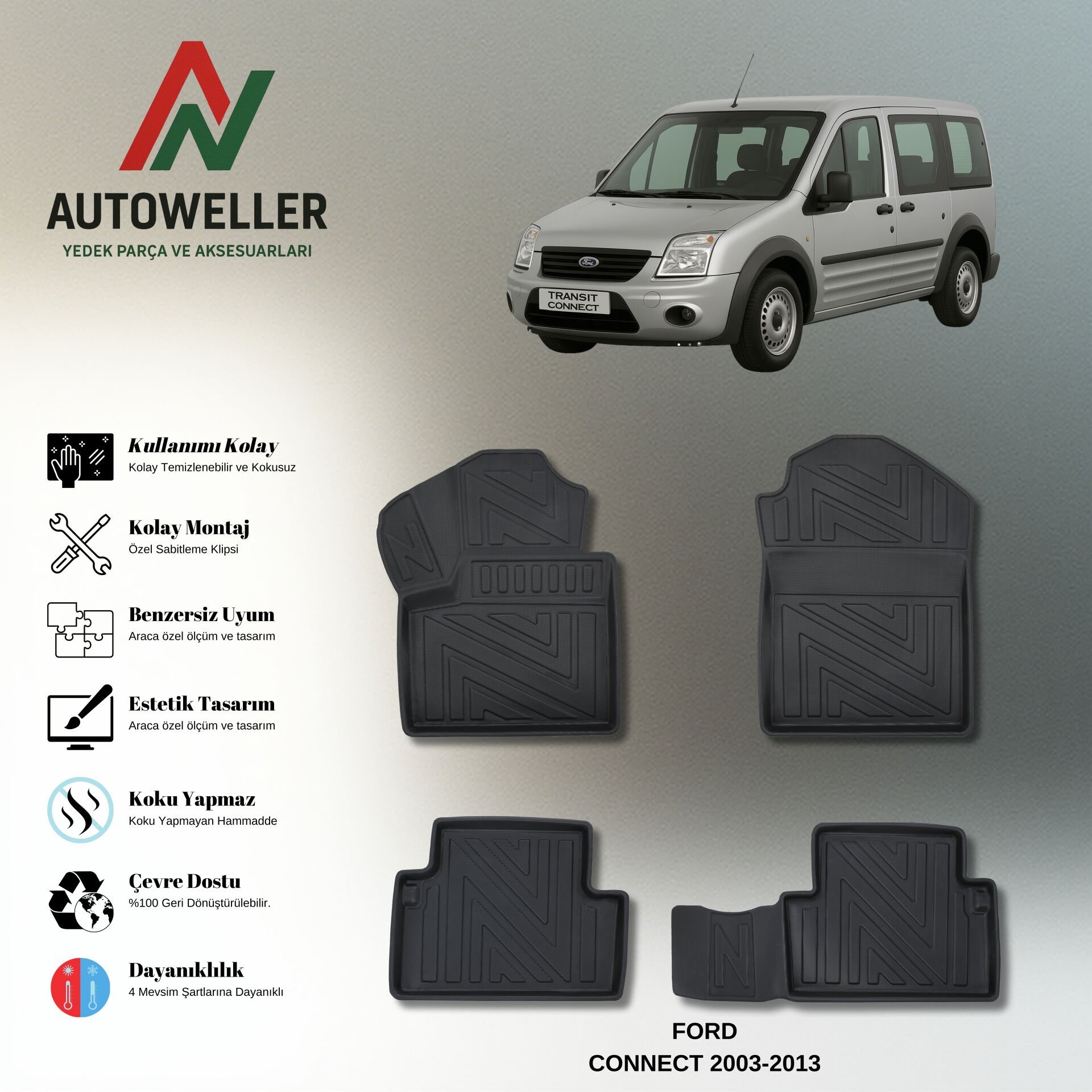 Ford Connect 2002-2013 Havuzlu Paspas