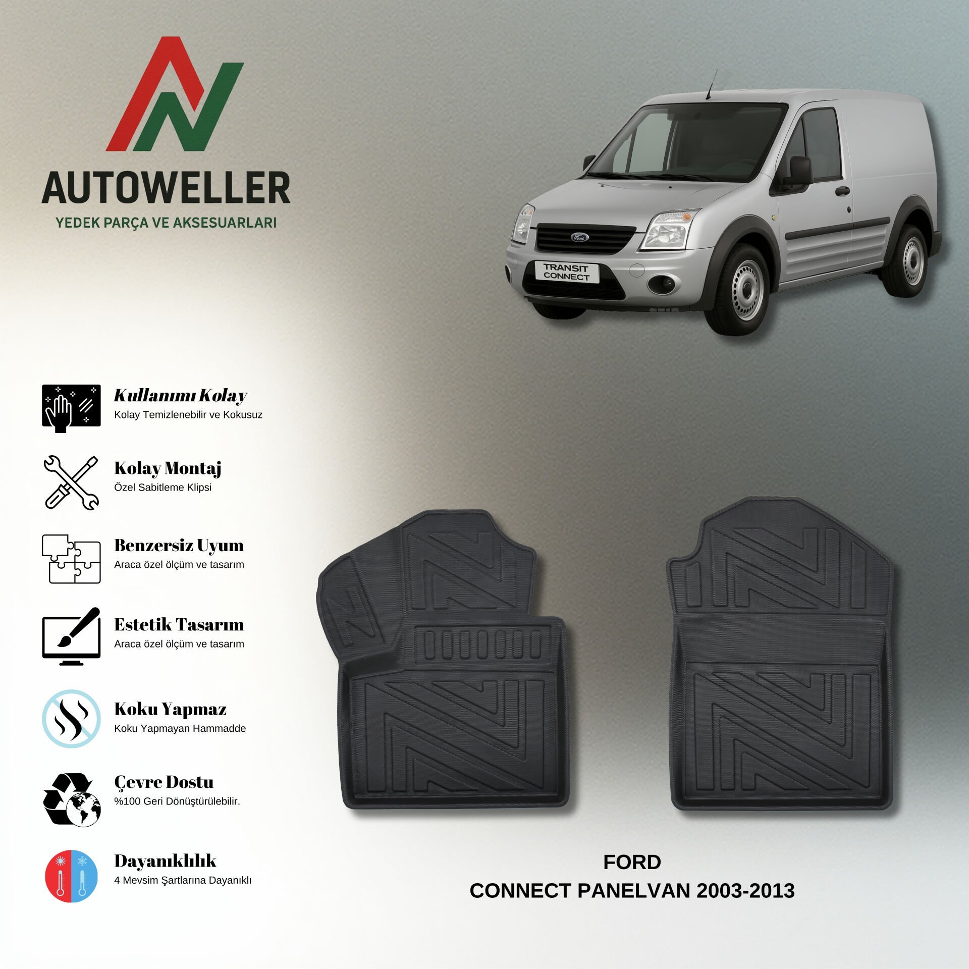 Ford Connect 2002-2013 Panelvan Havuzlu Paspas