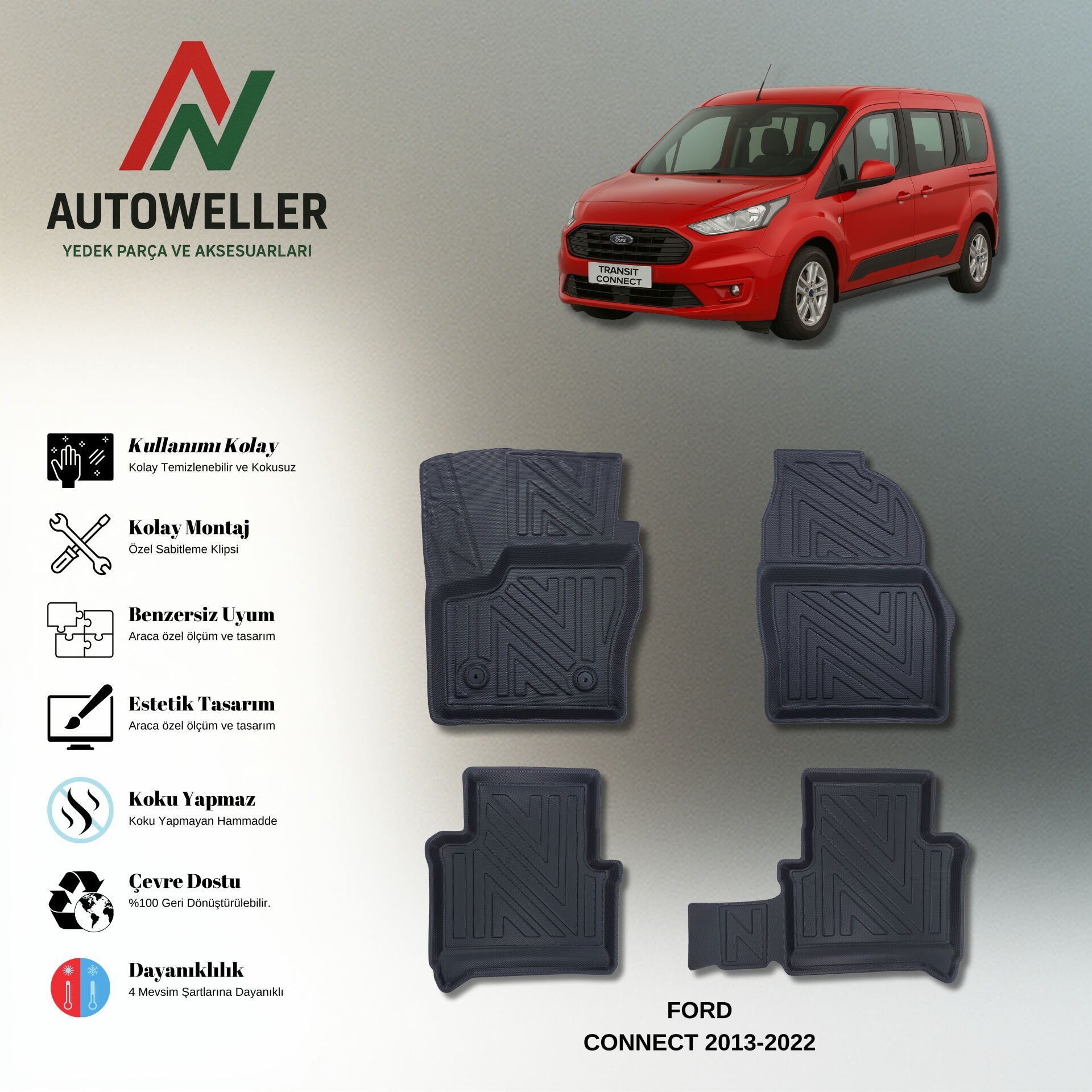 Ford Connect 2013-2022 Havuzlu Paspas