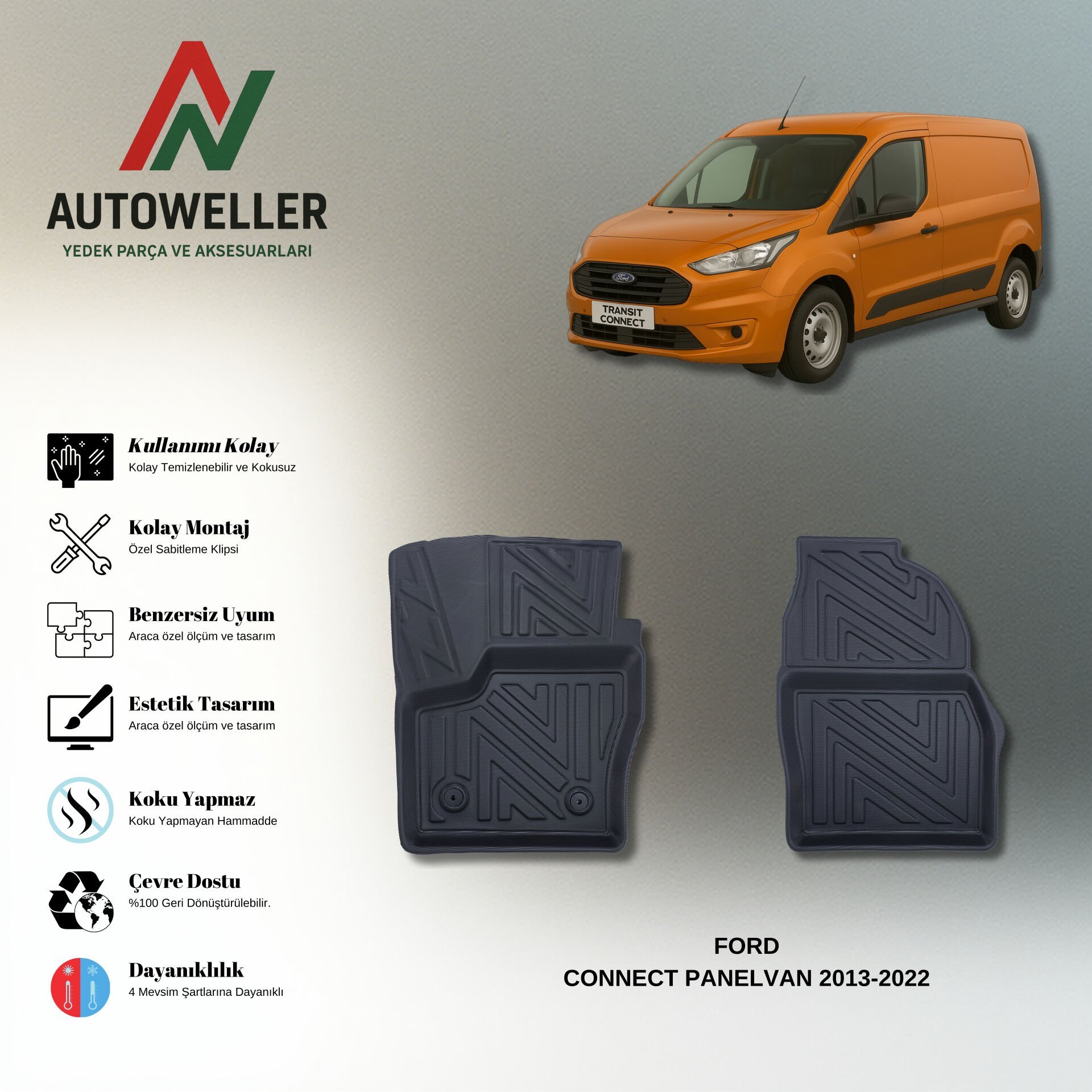 Ford Connect 2013-2022 Panelvan Havuzlu Paspas