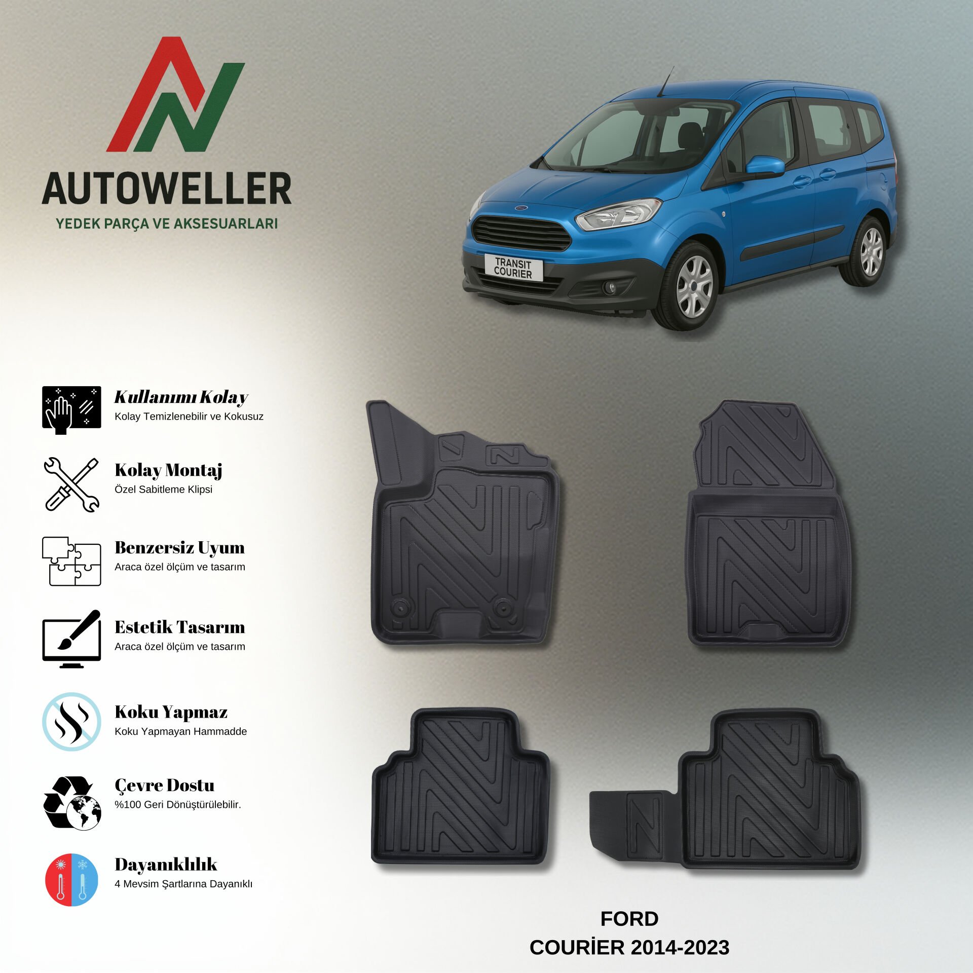 Ford Courier 2014-2023 Havuzlu Paspas