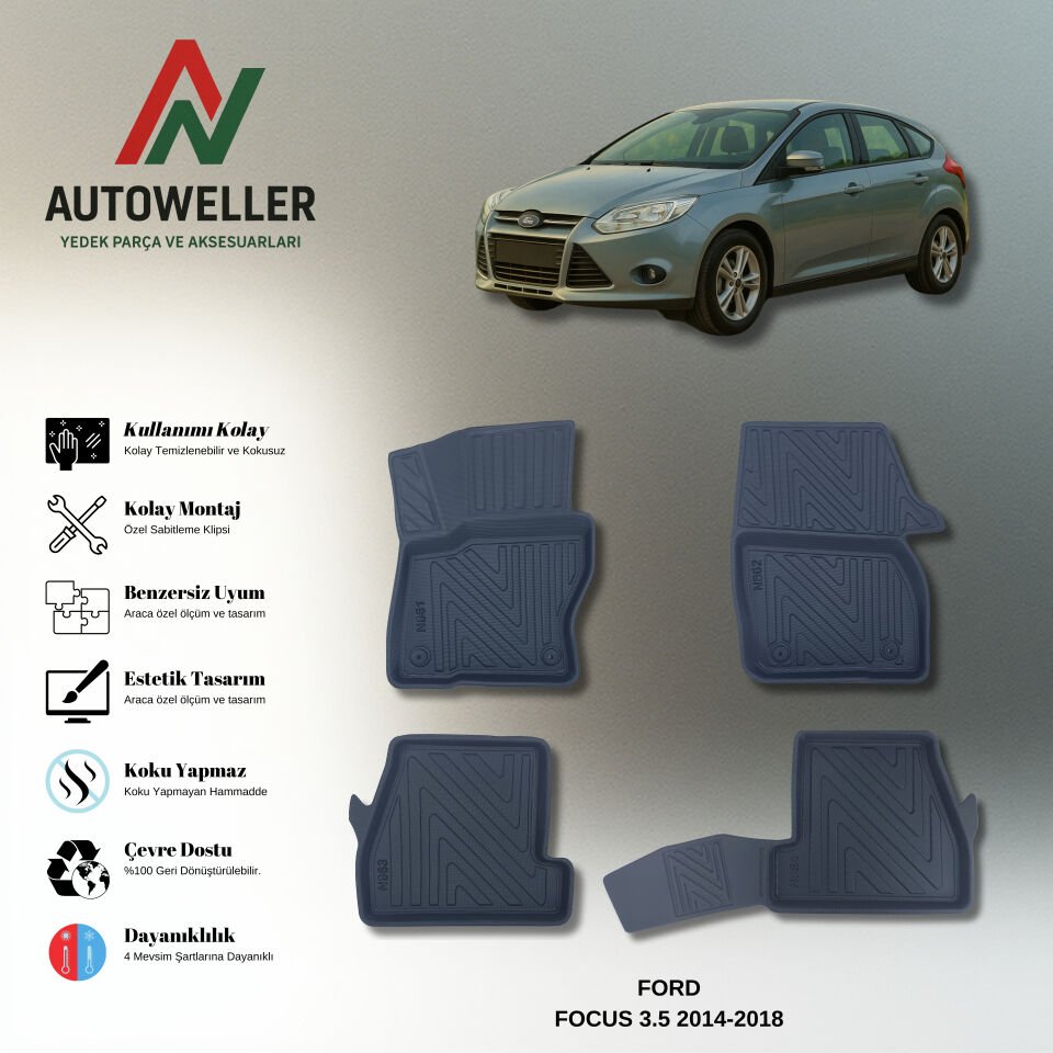 Ford Focus 2014-2018 Havuzlu Paspas