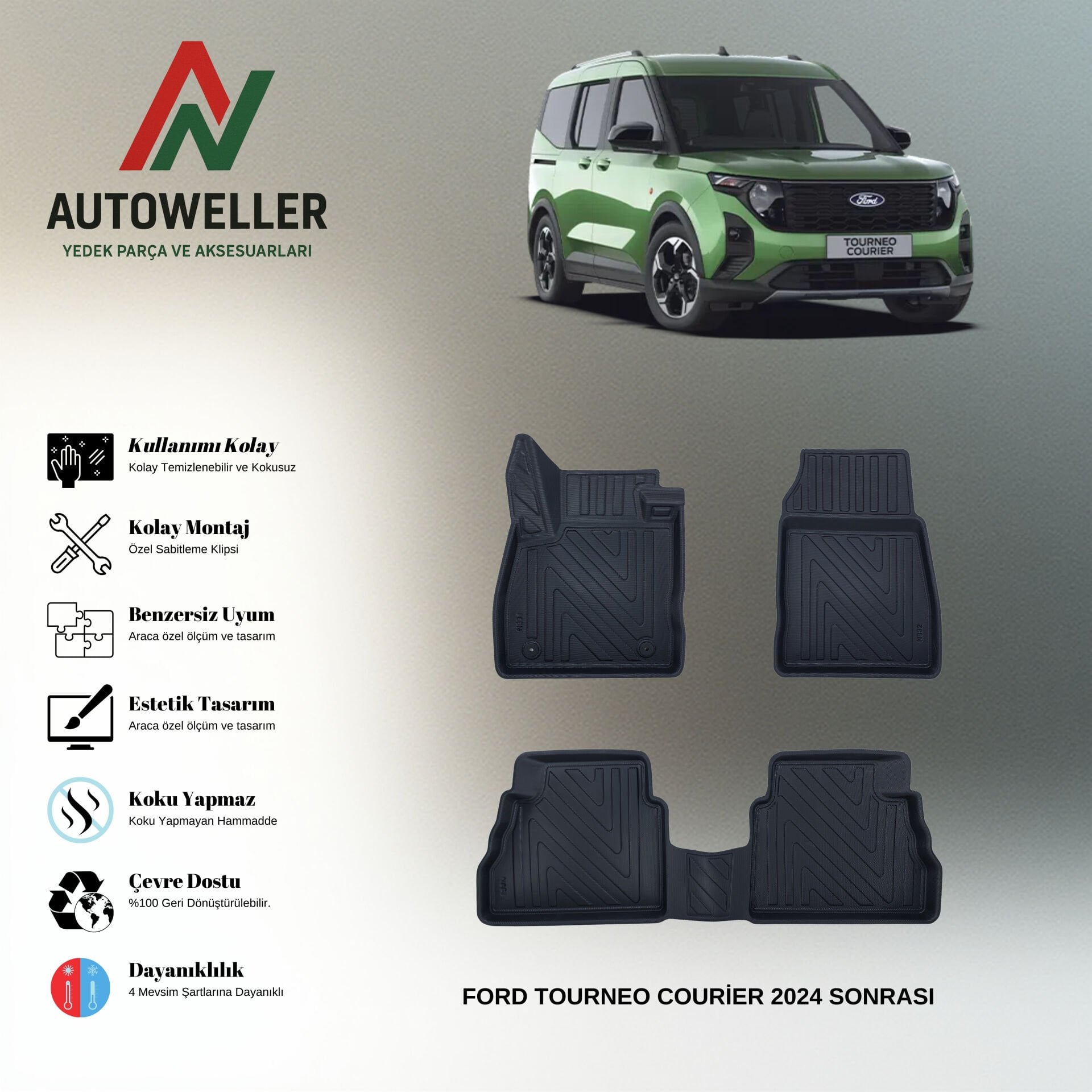 Ford Tourneo Courier 2024 Sonrası Havuzlu Paspas