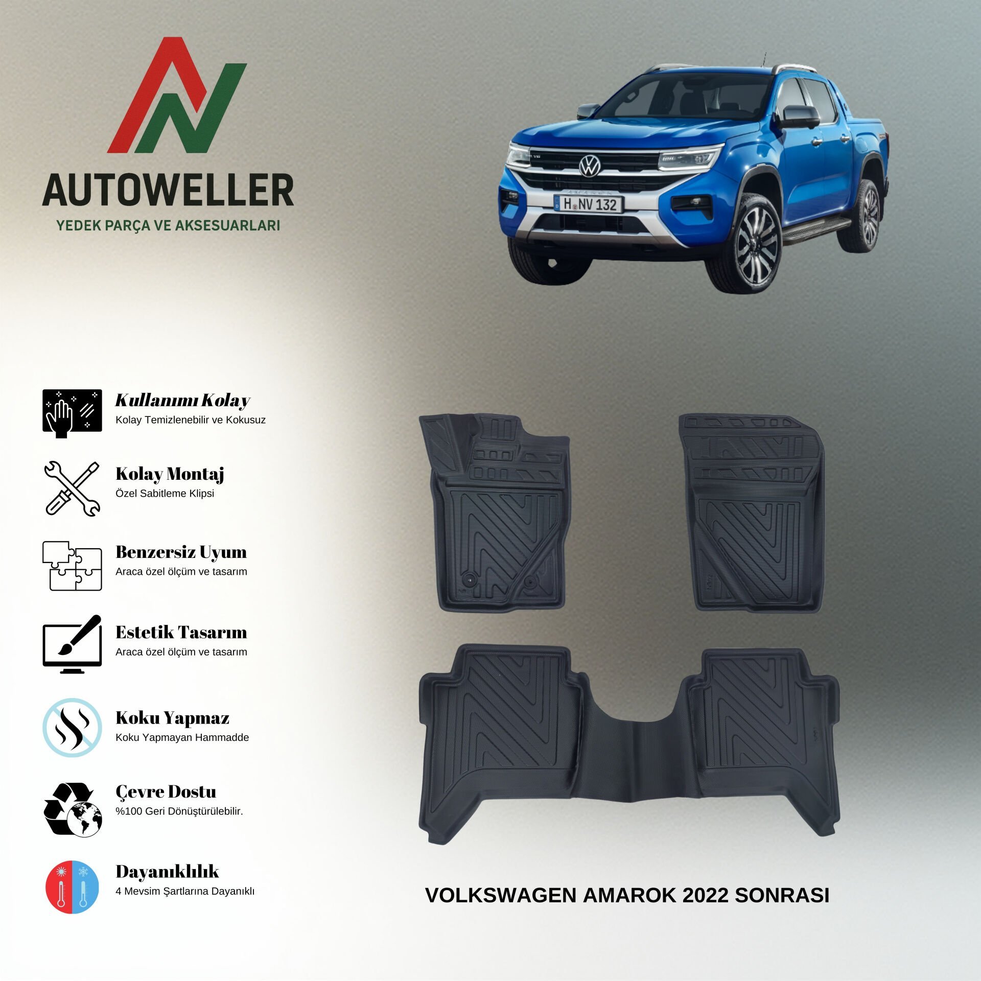 Volkswagen Amarok 2022 Sonrası Havuzlu Paspas