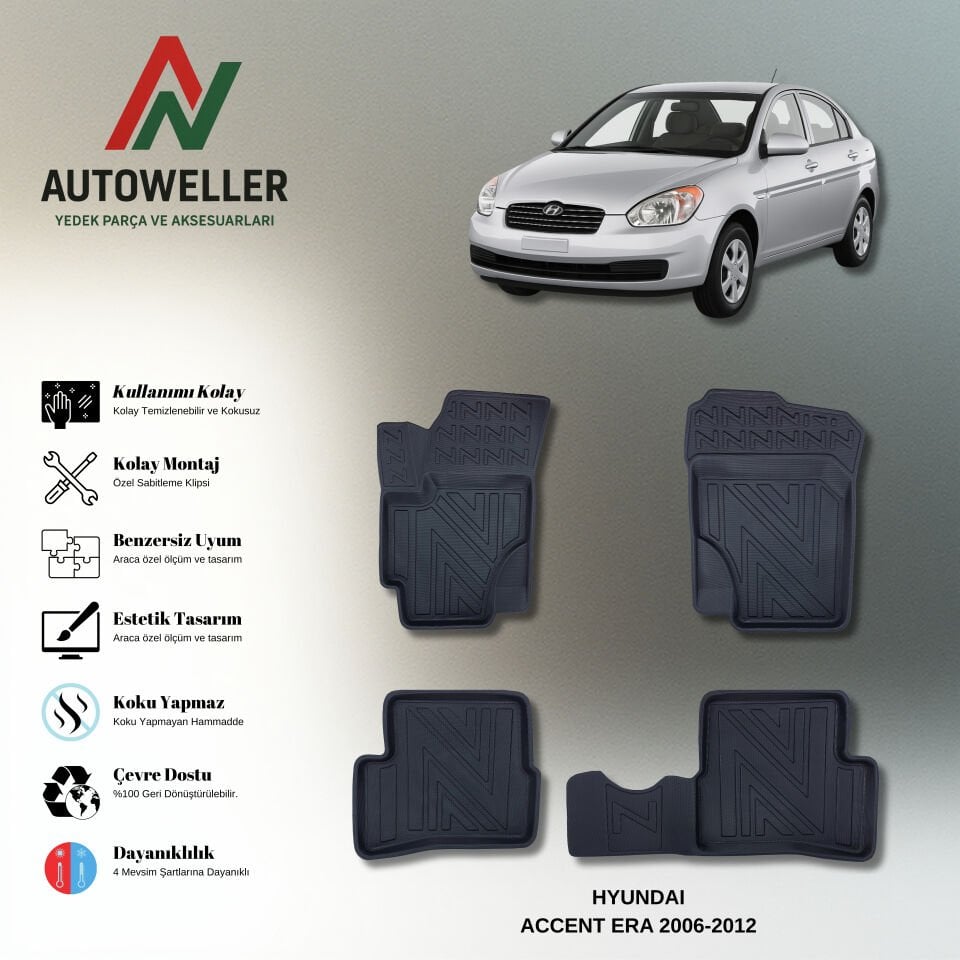 Hyundai Accent Era 2006-2012 Havuzlu Paspas