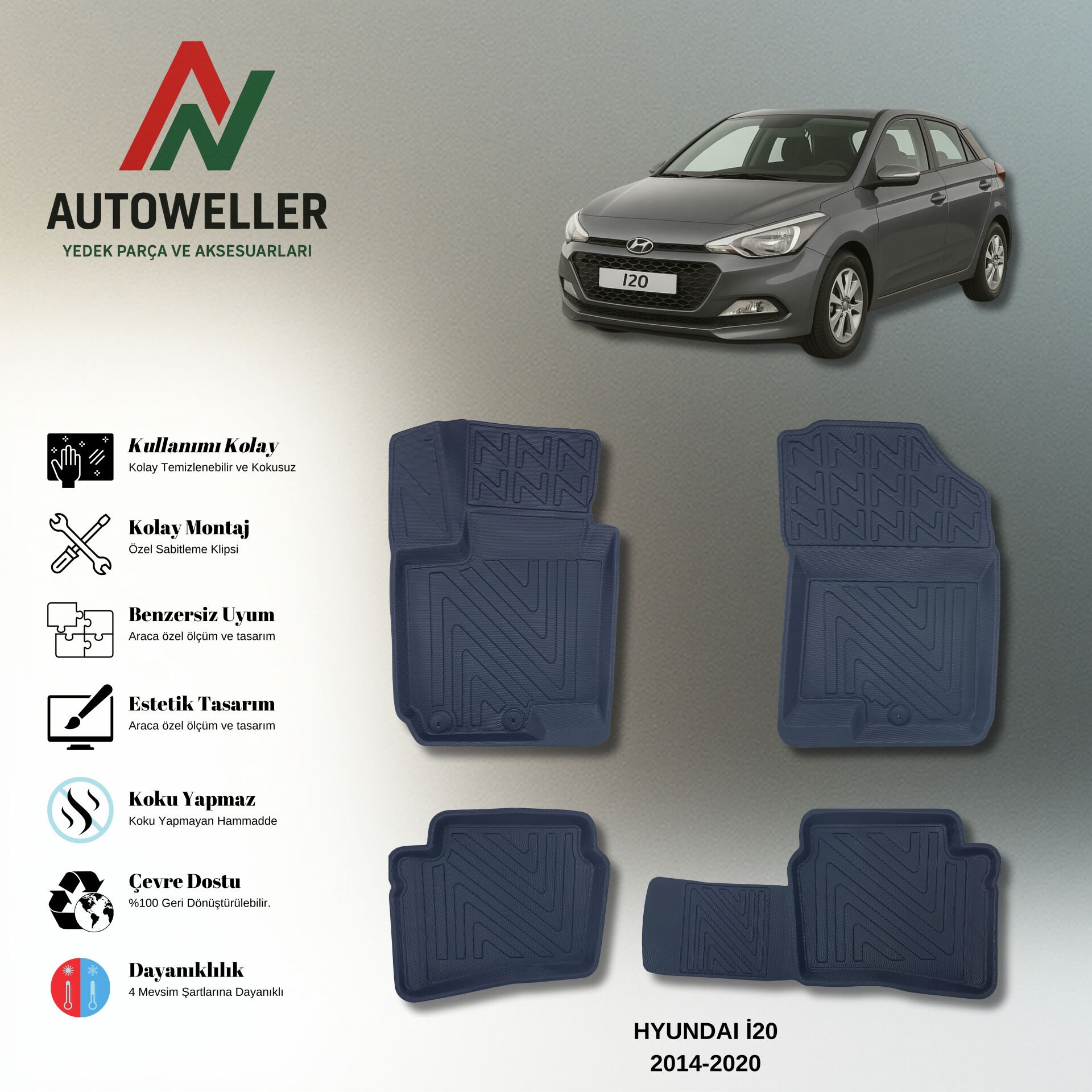 Hyundai i20 2014-2020 Havuzlu Paspas