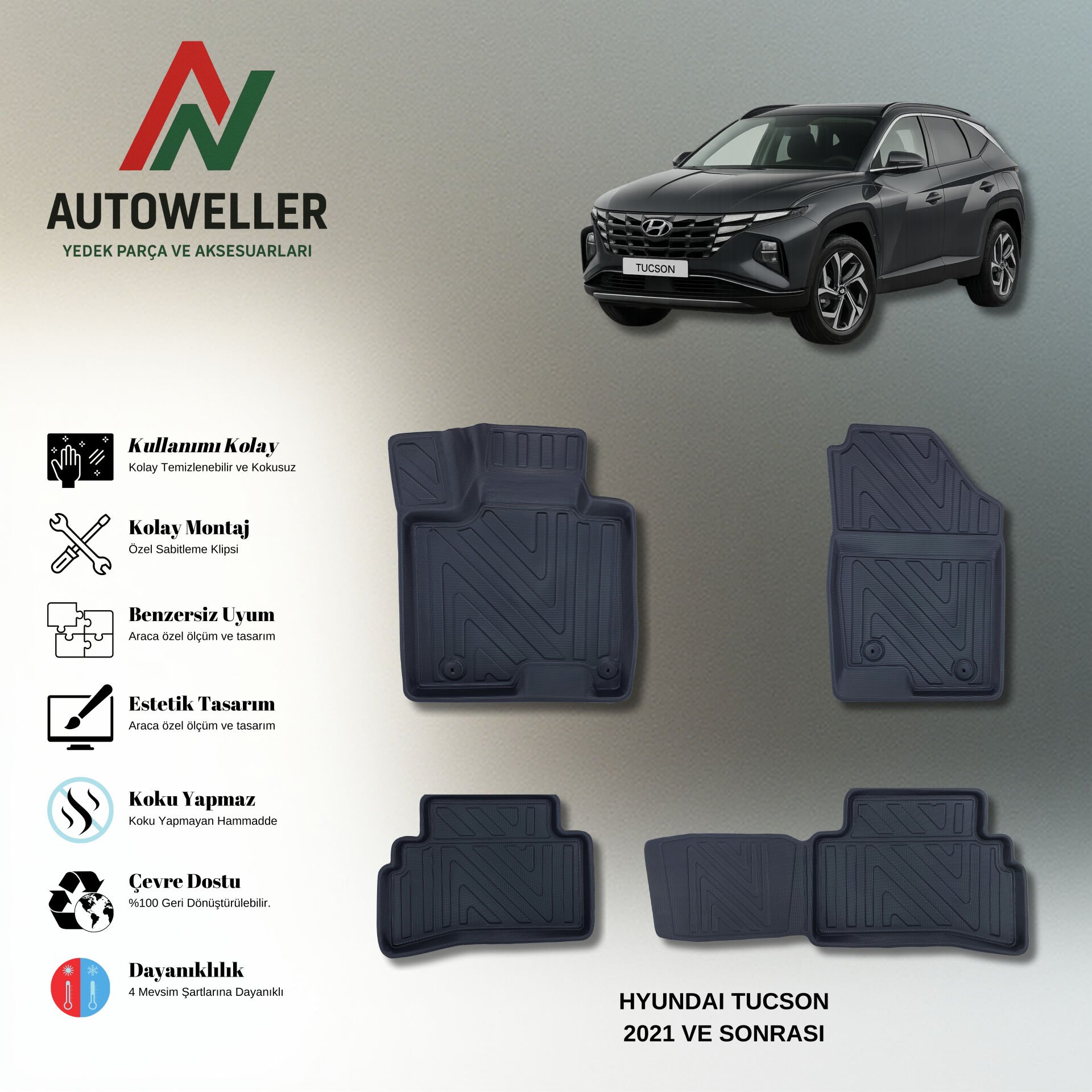 Hyundai Tucson 2021 Sonrası Havuzlu Paspas
