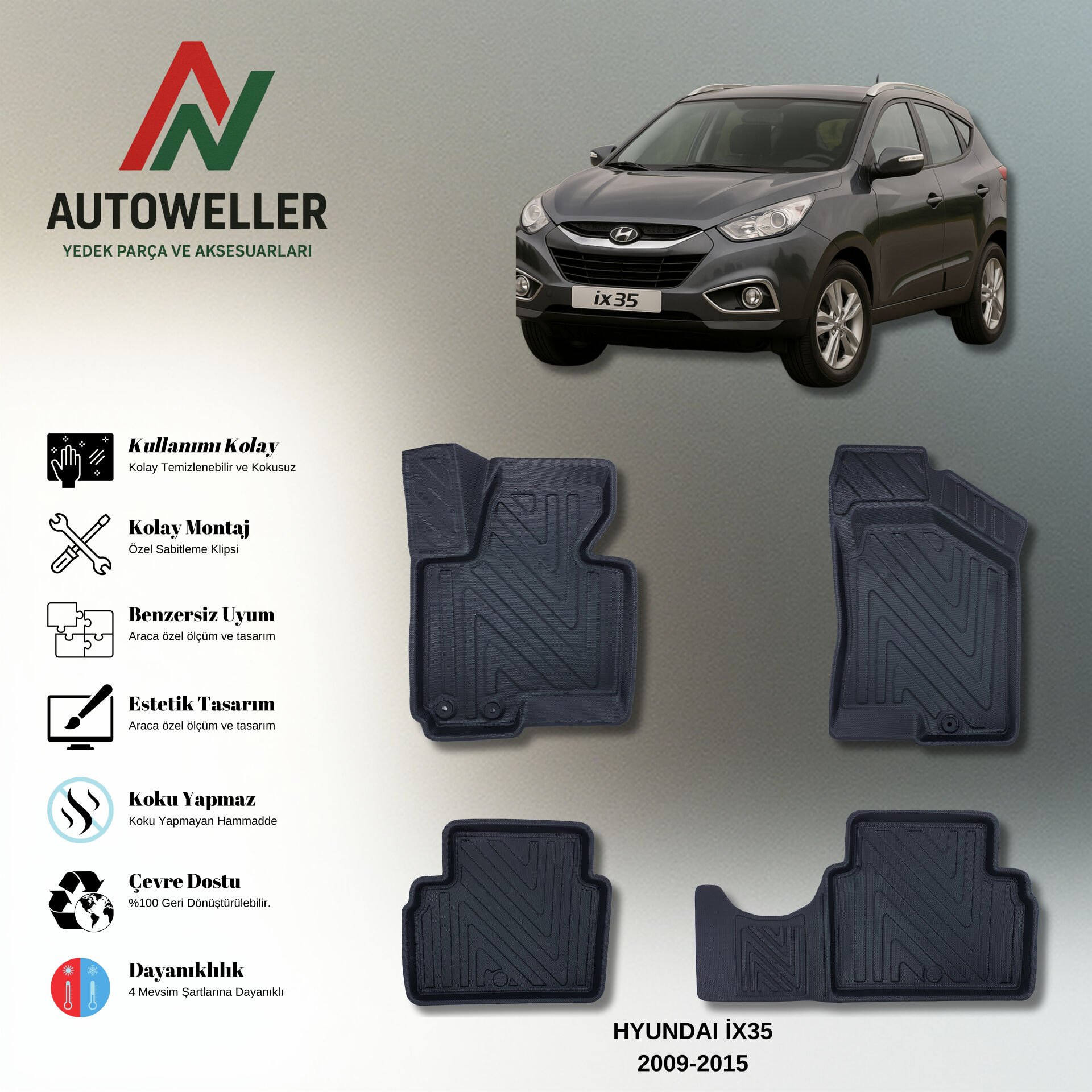 Hyundai ix35 2009-2015 Havuzlu Paspas