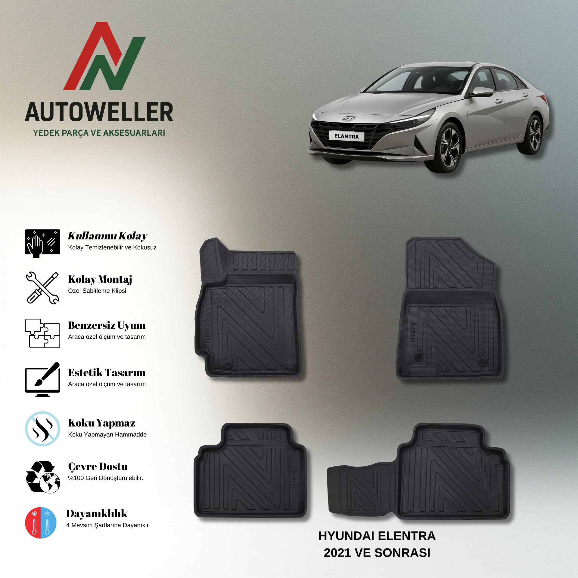 Hyundai Elantra 2020 Sonrası Havuzlu Paspas