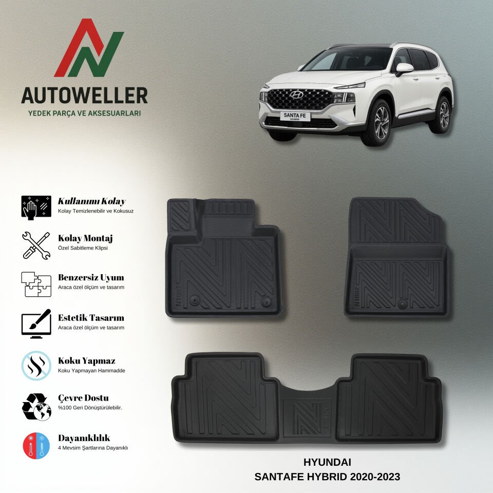 Hyundai Santa Fe 2020-2023 Havuzlu Paspas | Hybrid