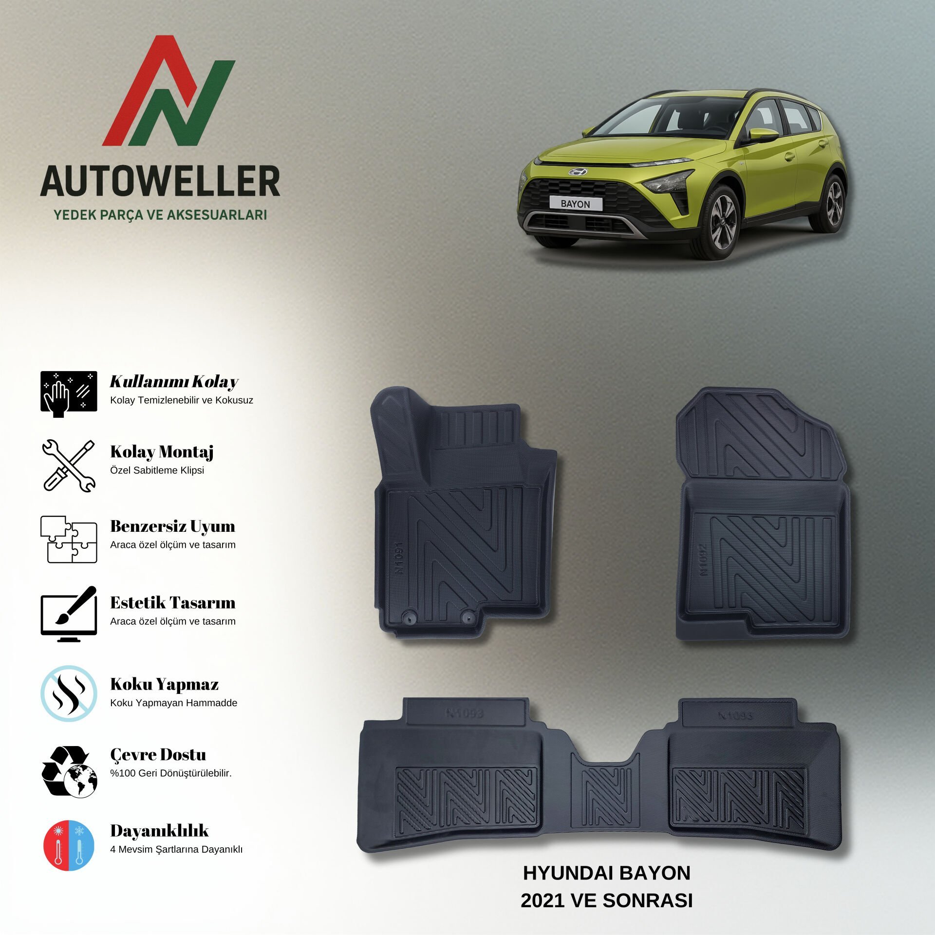 Hyundai Bayon 2021 Sonrası Havuzlu Paspas