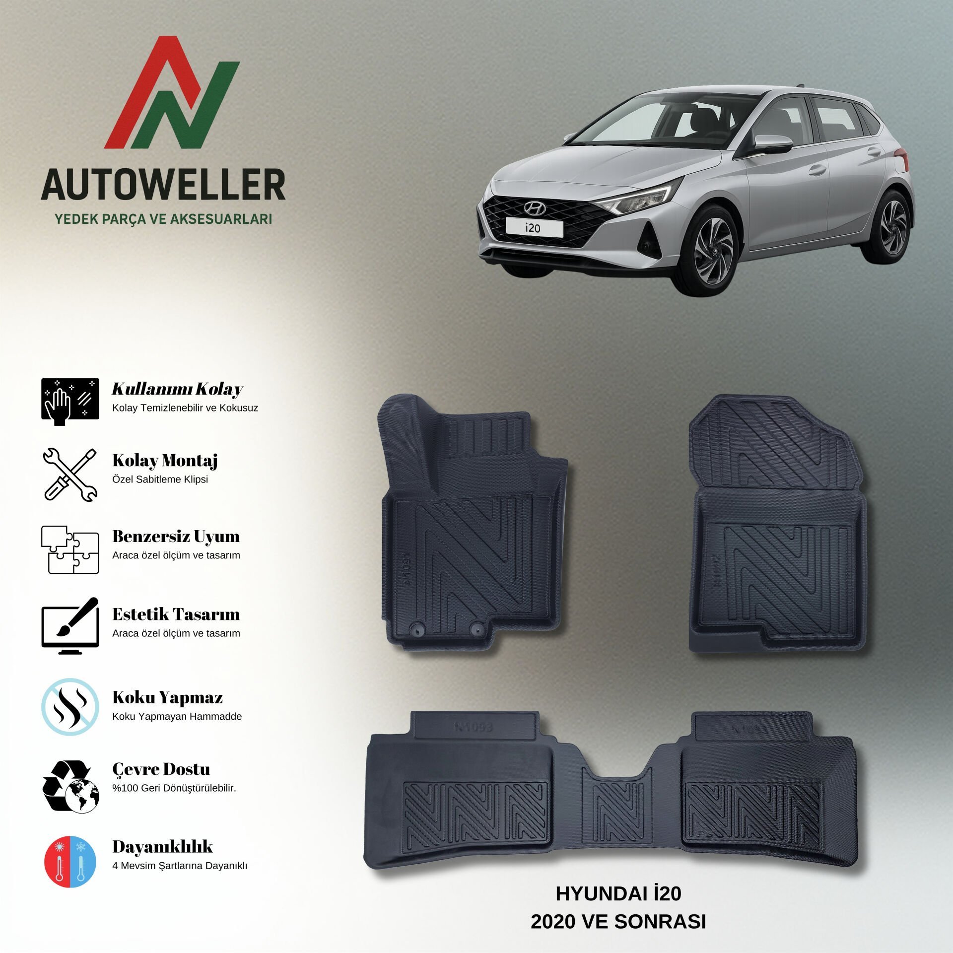 Hyundai i20 2020 Sonrası Havuzlu Paspas