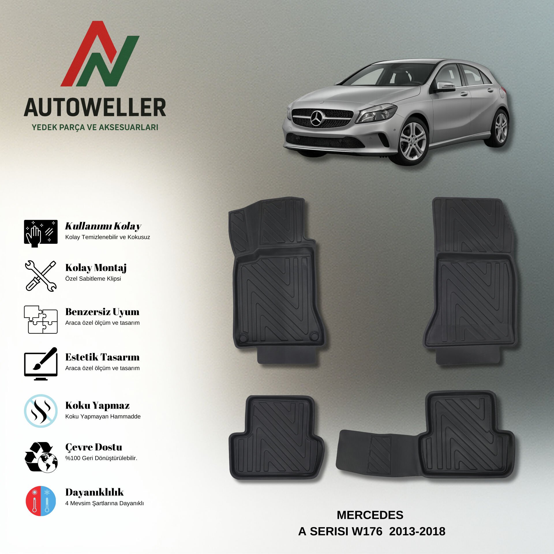 Mercedes-Benz A Serisi 2013-2018 W176 Havuzlu Paspas