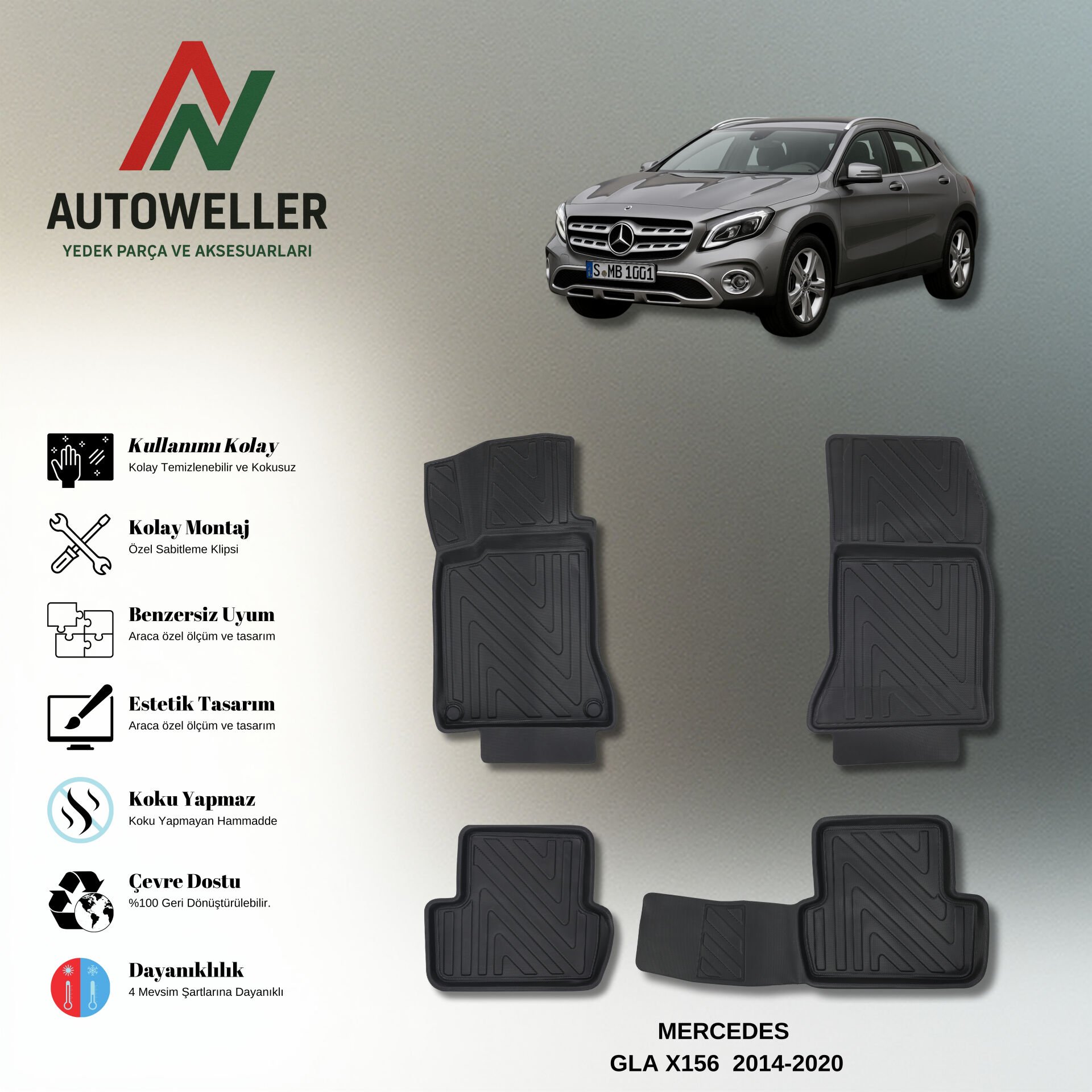 Mercedes-Benz GLA 2014-2020 Havuzlu Paspas