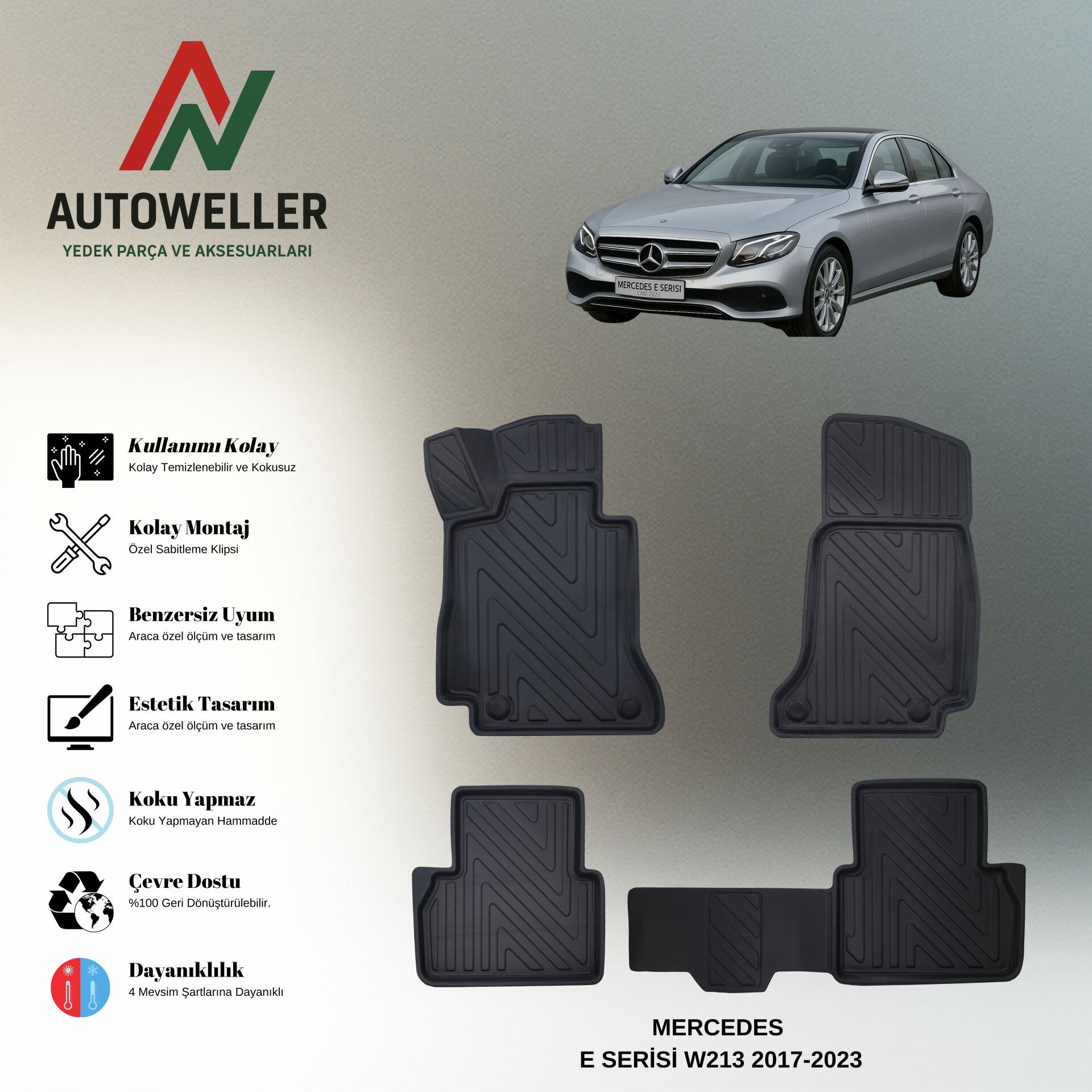 Mercedes-Benz E Serisi 2017-2023 W213 Havuzlu Paspas