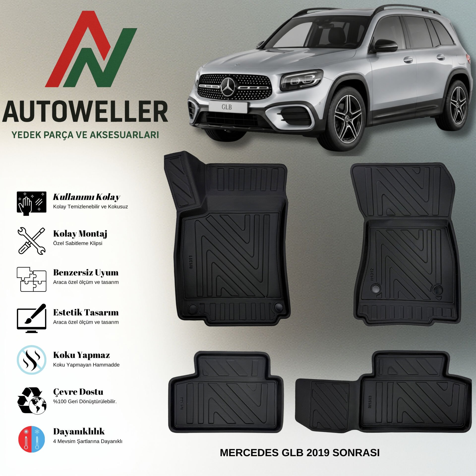 Mercedes-Benz GLB 2019 Sonrası Havuzlu Paspas