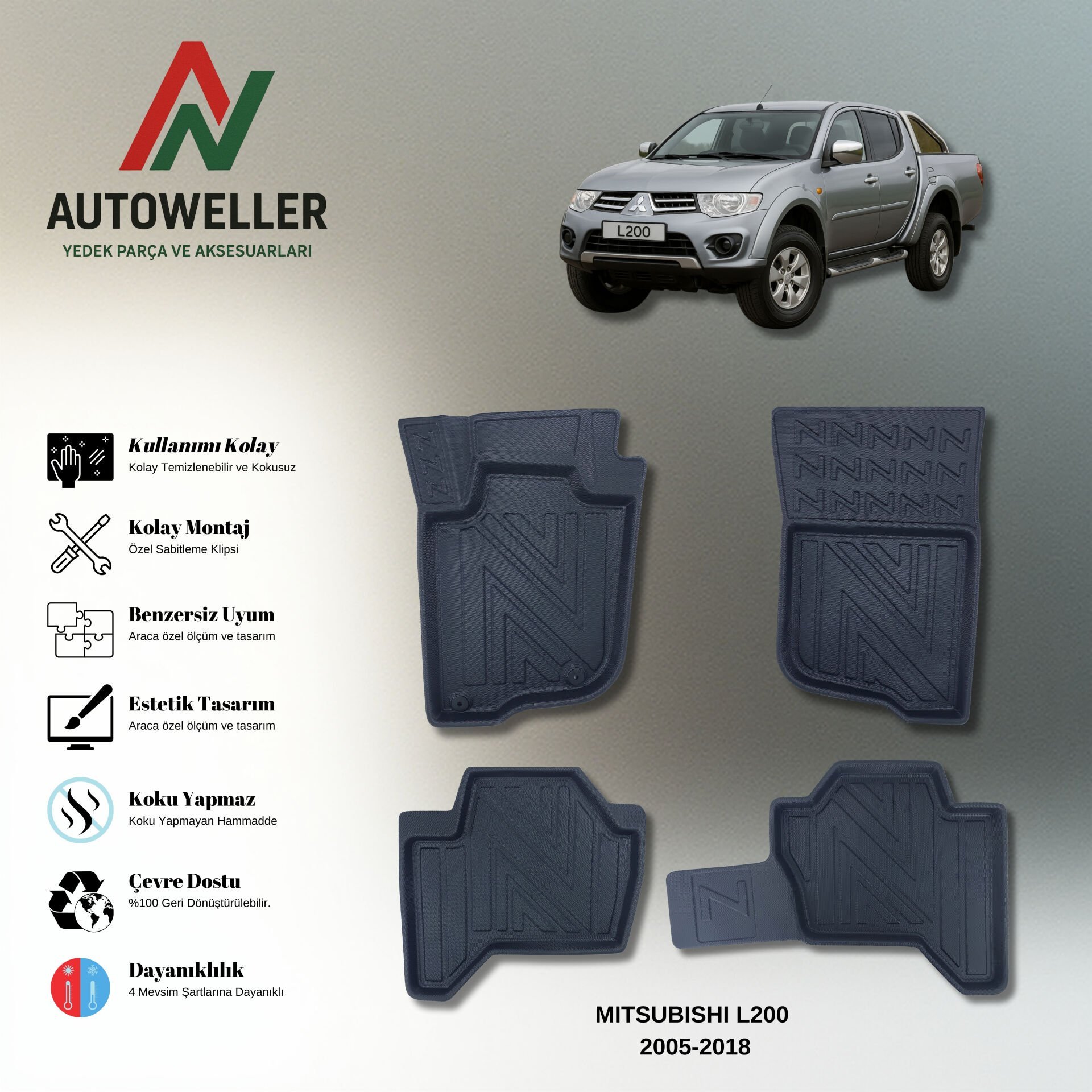 Mitsubishi L200 2005-2018 Havuzlu Paspas