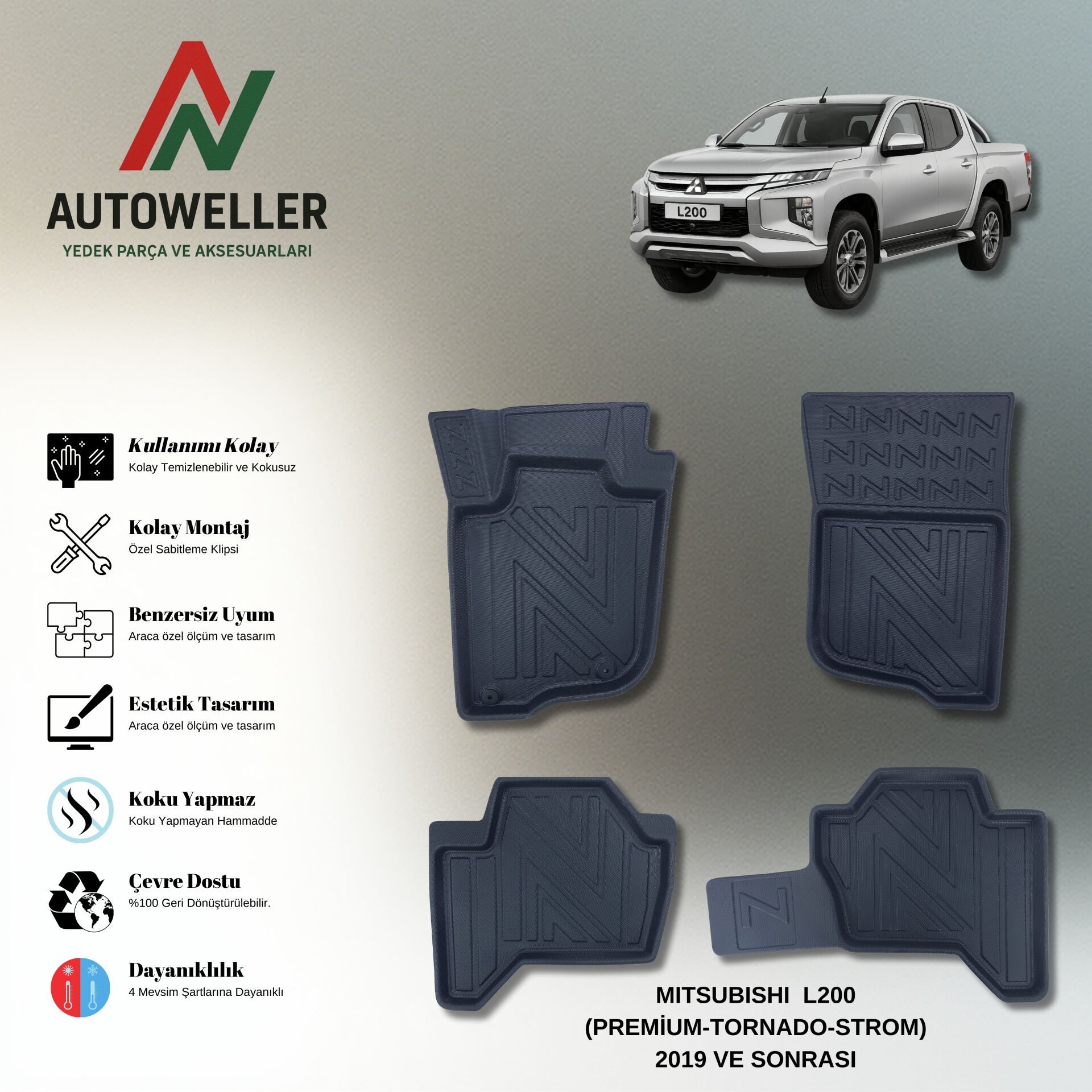 Mitsubishi L200 2019-2023 Havuzlu Paspas | Premıum-Tornado-Storm