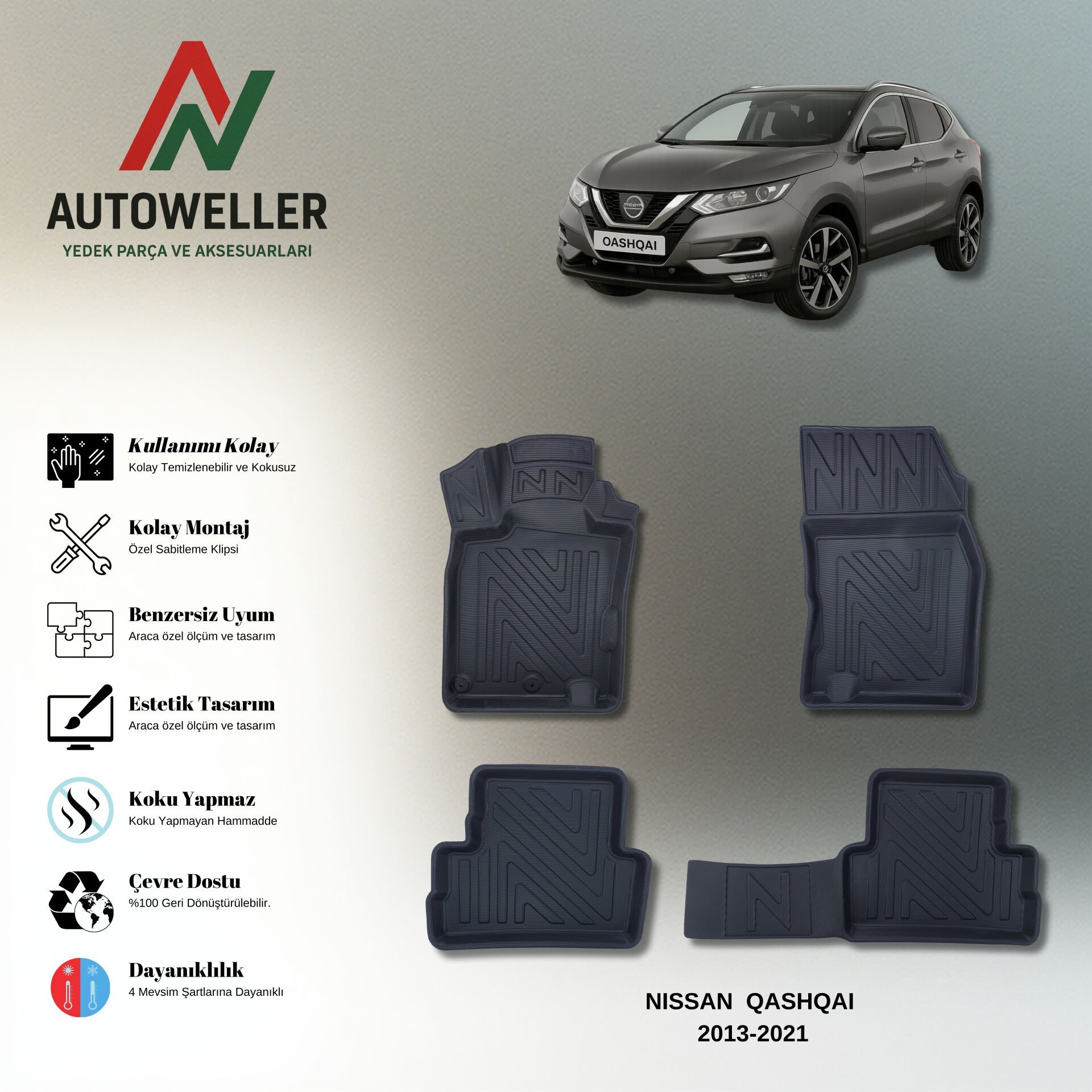 Nissan Qashqai 2013-2021 Havuzlu Paspas