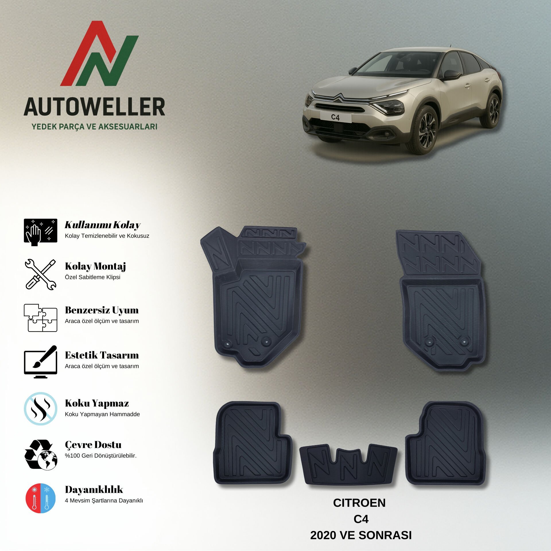 Citröen C4 2020 Sonrası Havuzlu Paspas