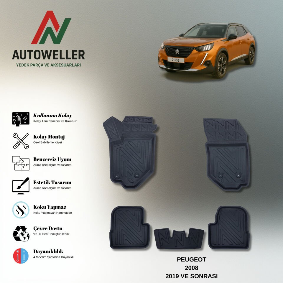 Peugeot 2008 2019 Sonrası Havuzlu Paspas