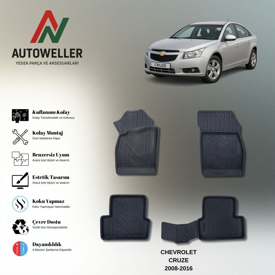 Chevrolet Cruze 2008-2016 Havuzlu Paspas