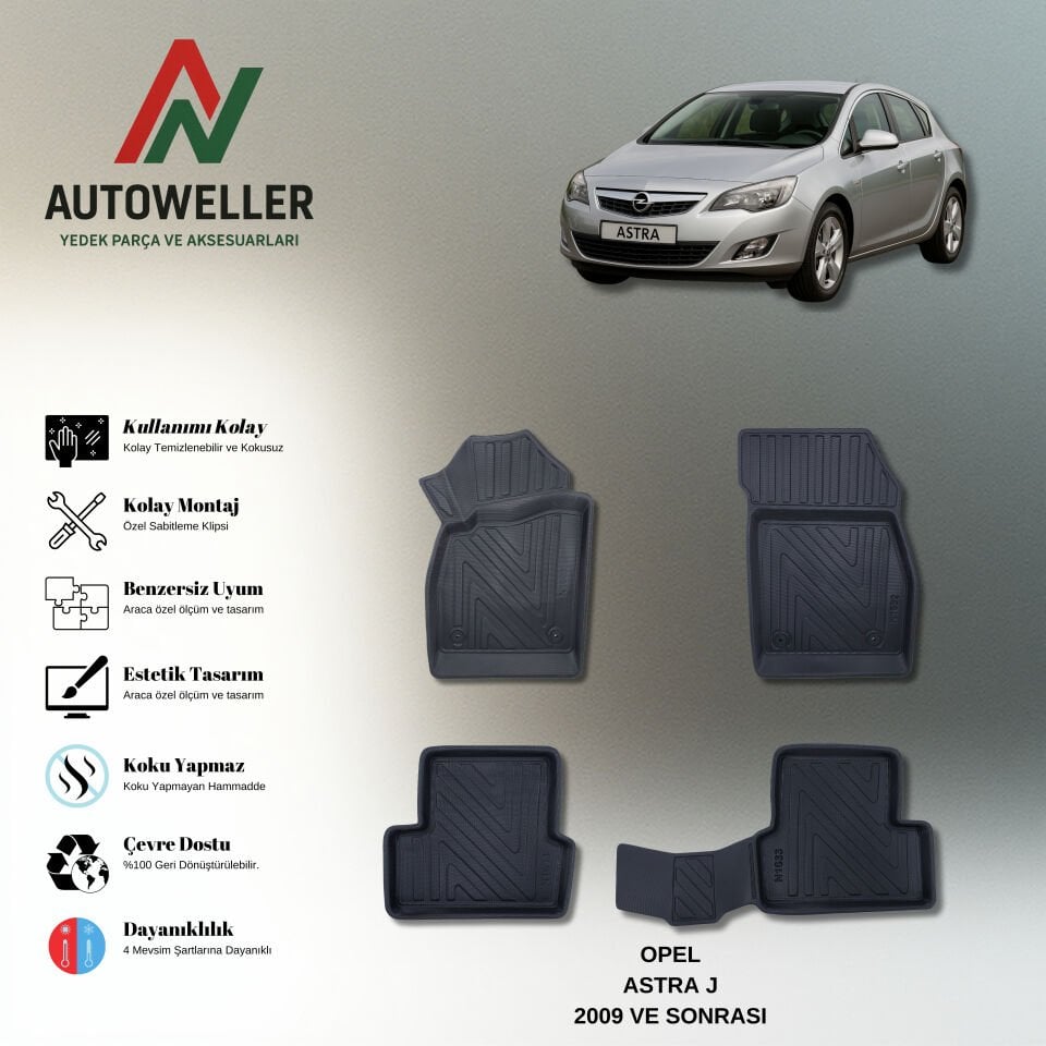 Opel Astra J 2009 Sonrası Havuzlu Paspas