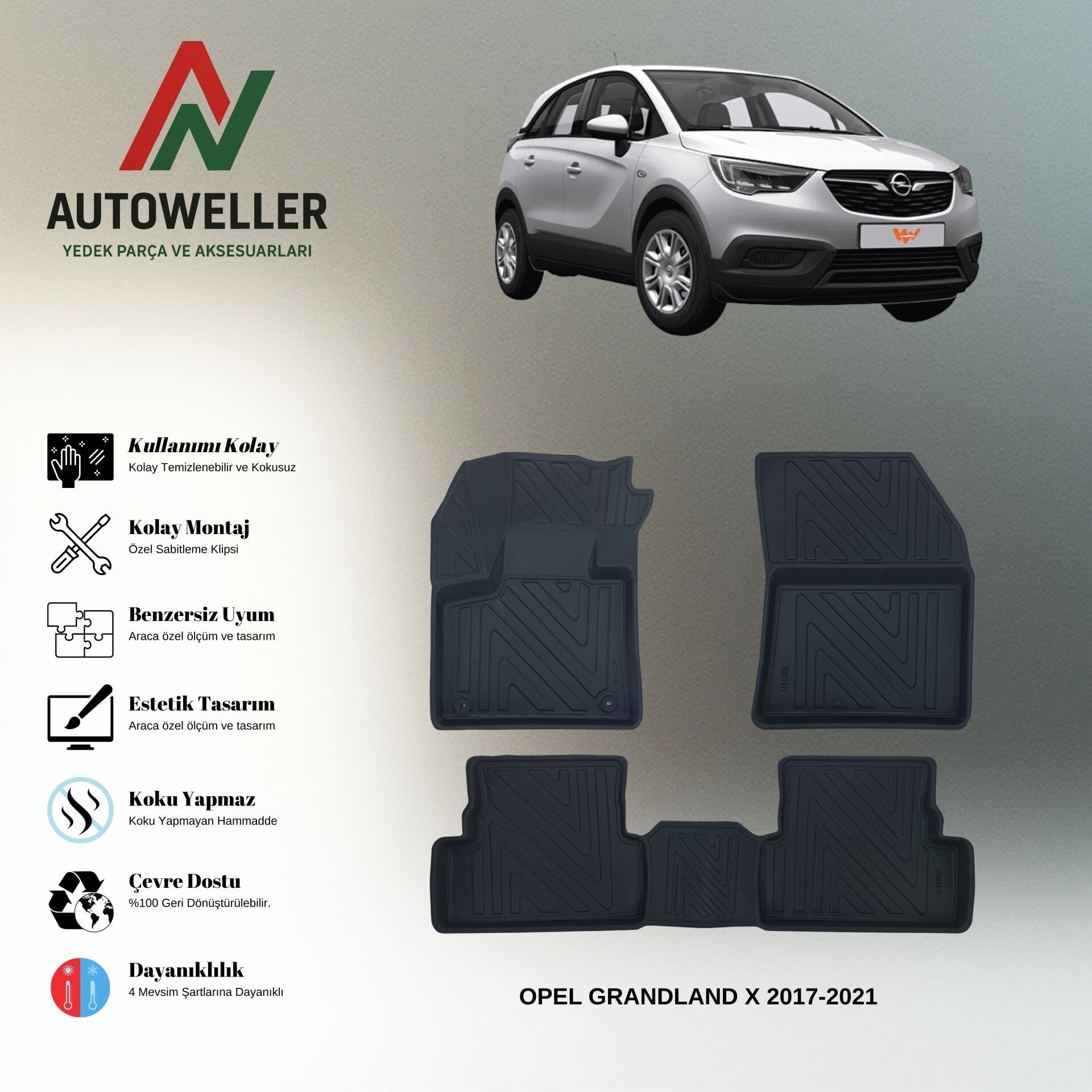 Opel Grandland X 2017-2021 Havuzlu Paspas