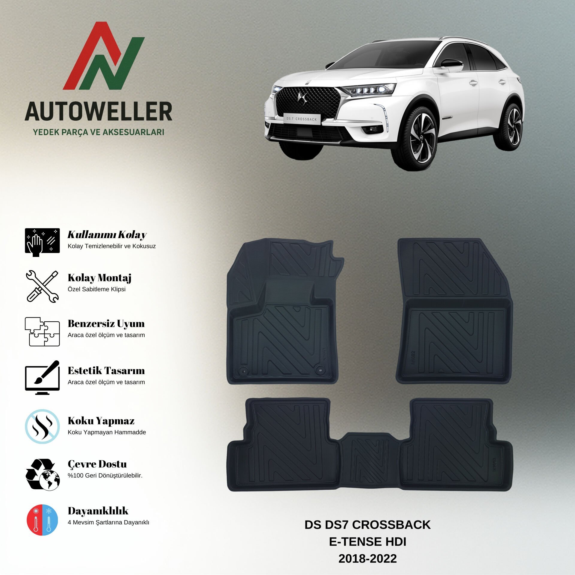 DS 7 Crossback 2018-2022 Havuzlu Paspas | E-Tense