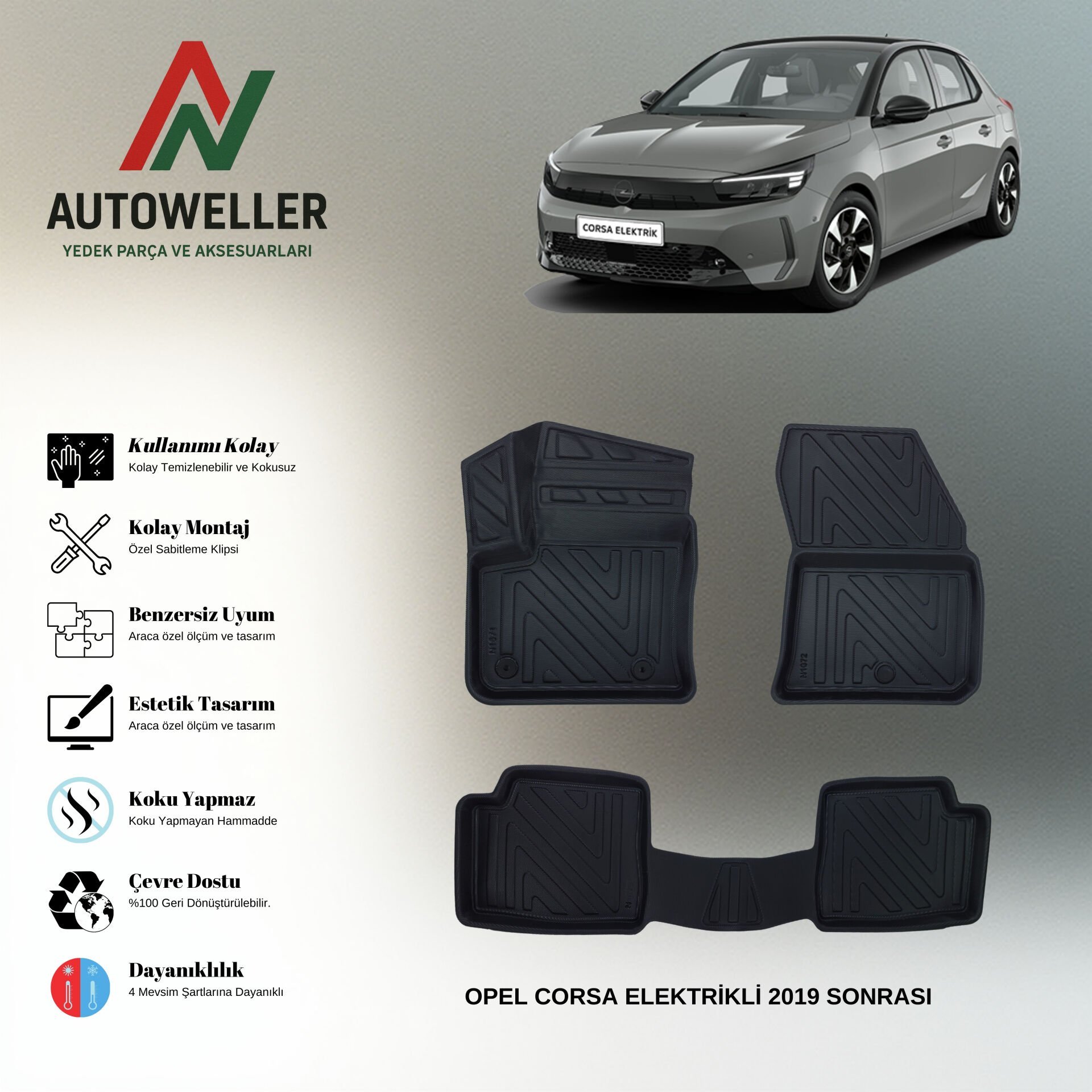 Opel Corsa Elektrikli 2019 Sonrası Havuzlu Paspas