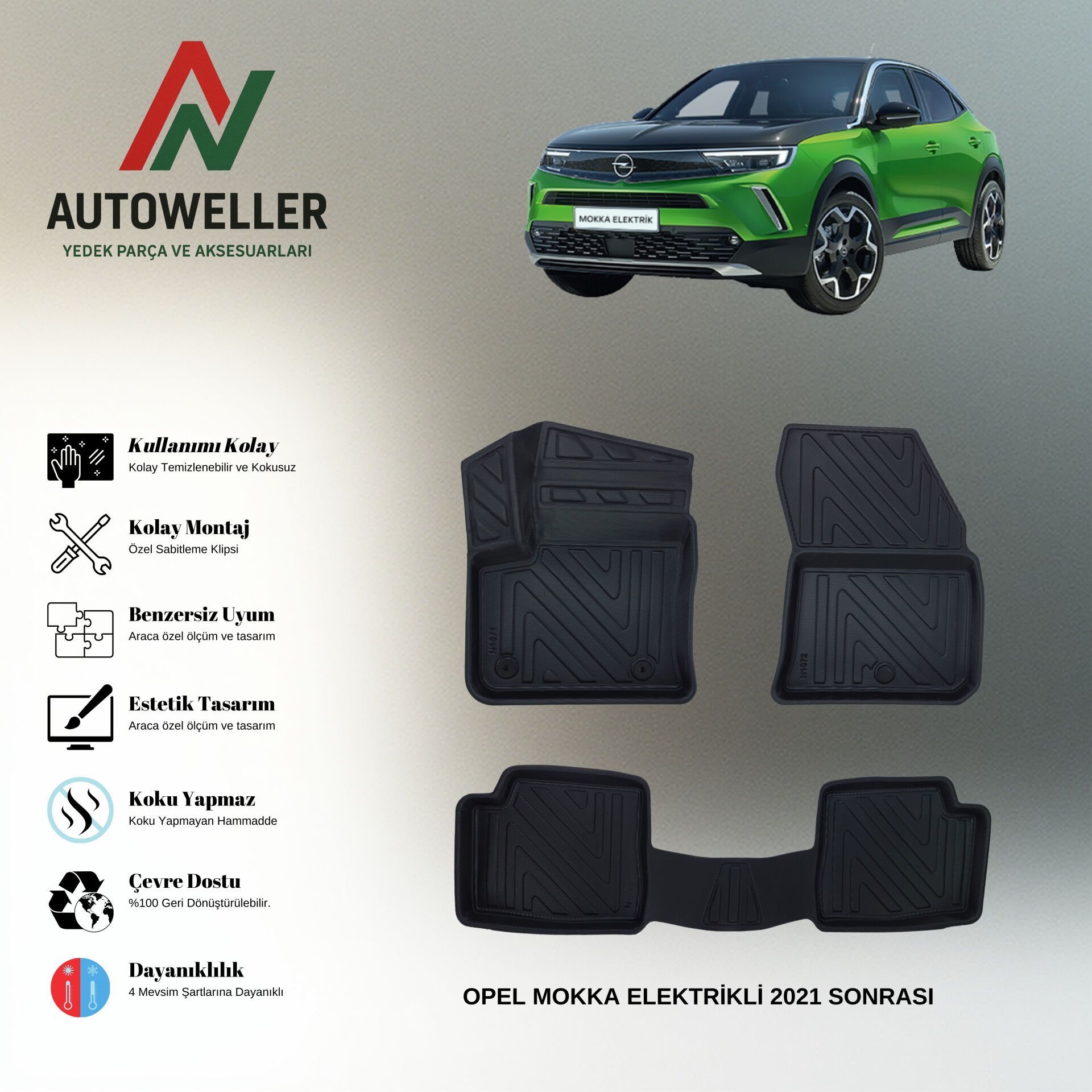 Opel Mokka 2021 Sonrası Havuzlu Paspas | Elektrikli