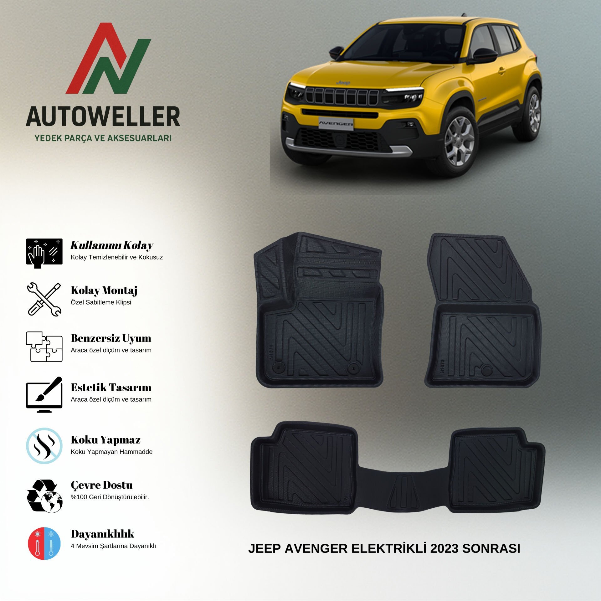 Jeep Avenger 2023 Sonrası Havuzlu Paspas | Elektrikli