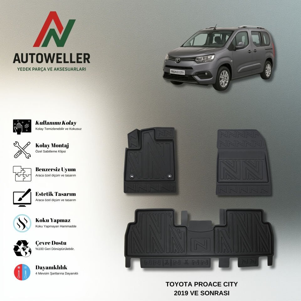 Toyota Proace City 2019 Sonrası Havuzlu Paspas