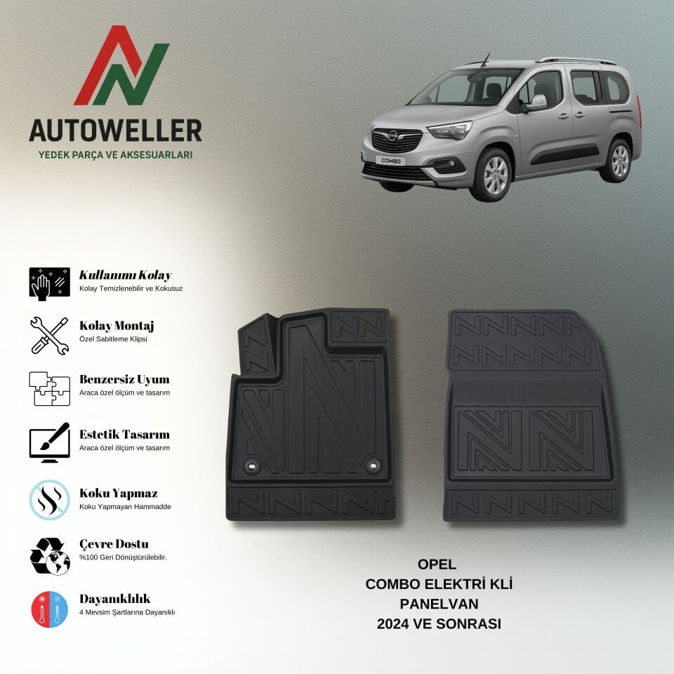 Opel Combo Elektrili Panelvan 2019 Sonrası Havuzlu Paspas