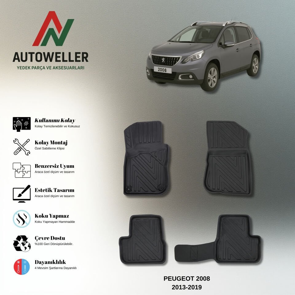 Peugeot 2008 2013-2019 Havuzlu Paspas