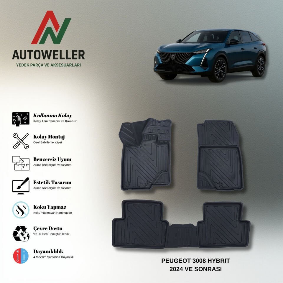 Peugeot 3008 2024 Sonrası Havuzlu Paspas | Benzin&Hybrid