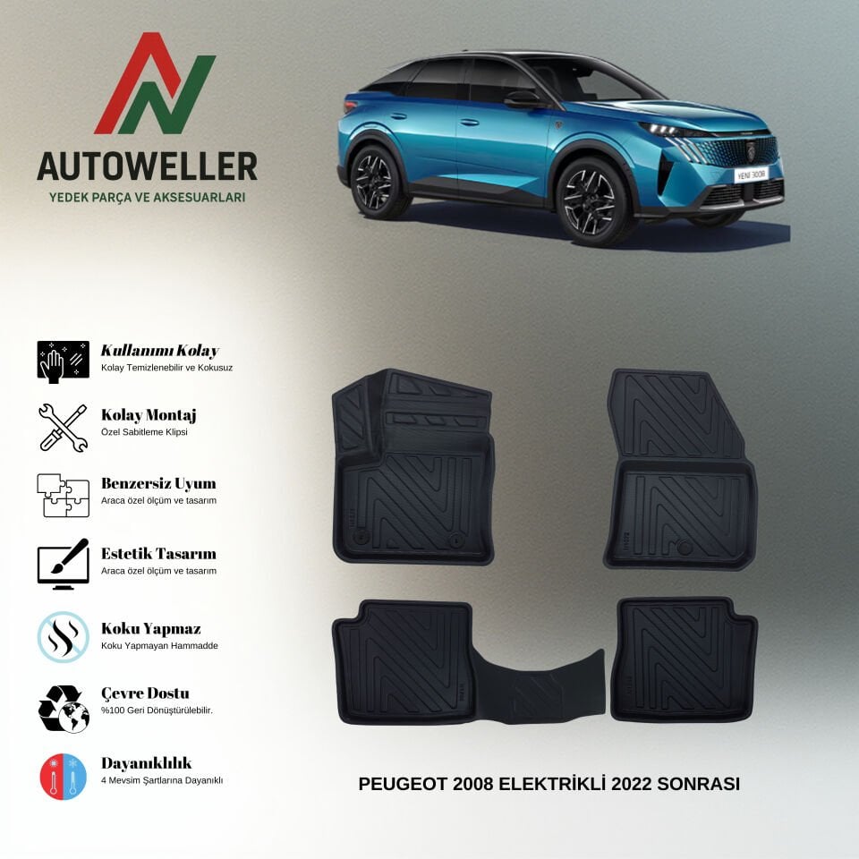 Peugeot e-2008 2022 Sonrası Havuzlu Paspas