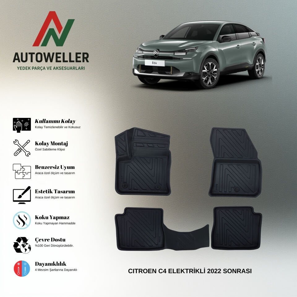 Citröen C4 Elektrikli 2022 Sonrası Havuzlu Havuzlu Paspas