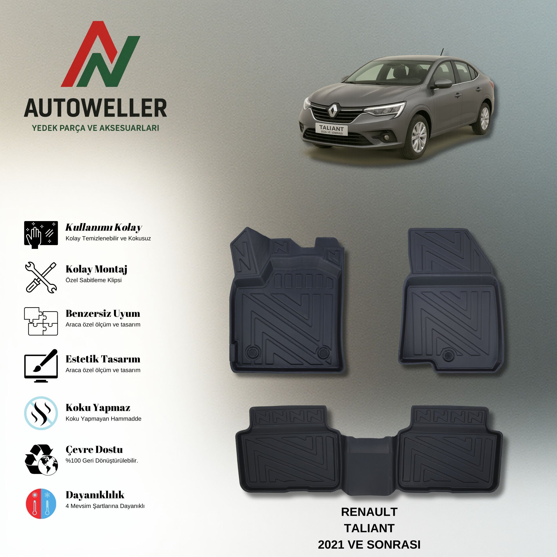 Renault Taliant 2021 Sonrası Havuzlu Paspas