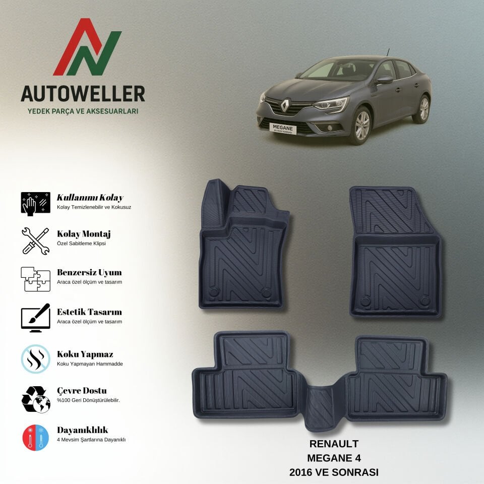 Renault Megane 4 2016 Sonrası Havuzlu Paspas | Sedan