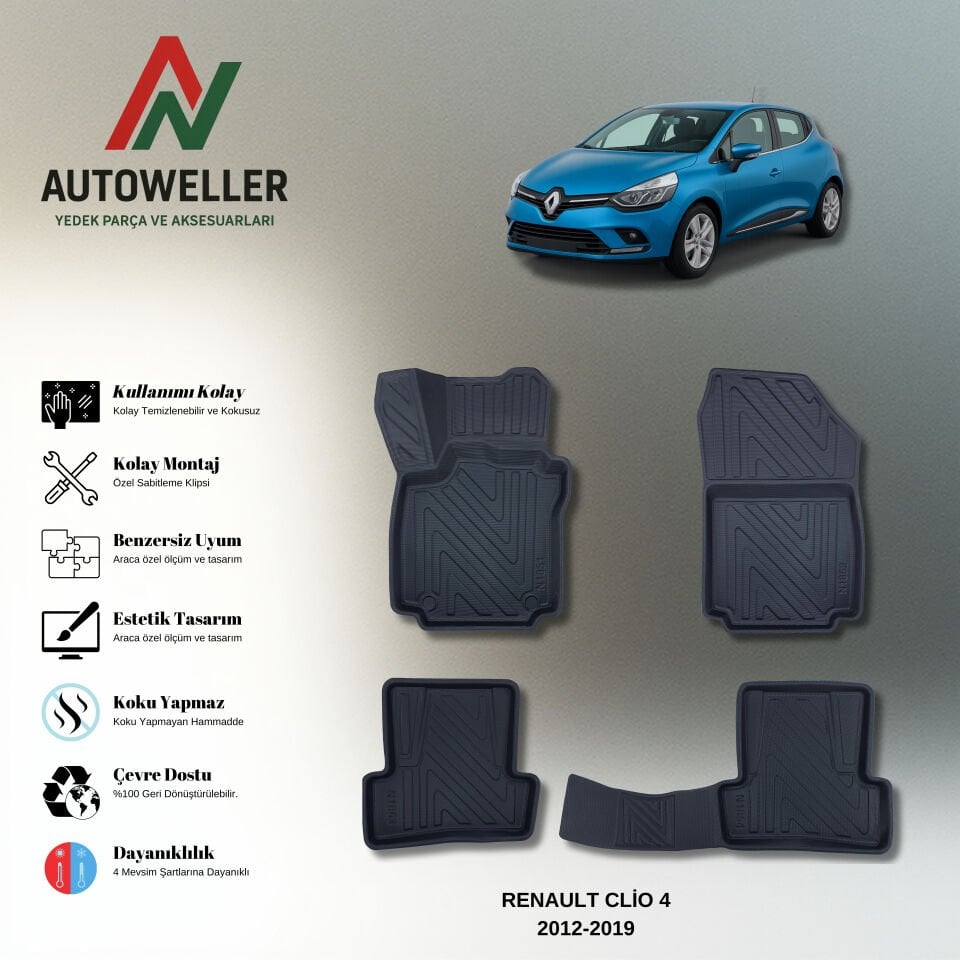 Renault Clio 4 2012-2019 Havuzlu Paspas