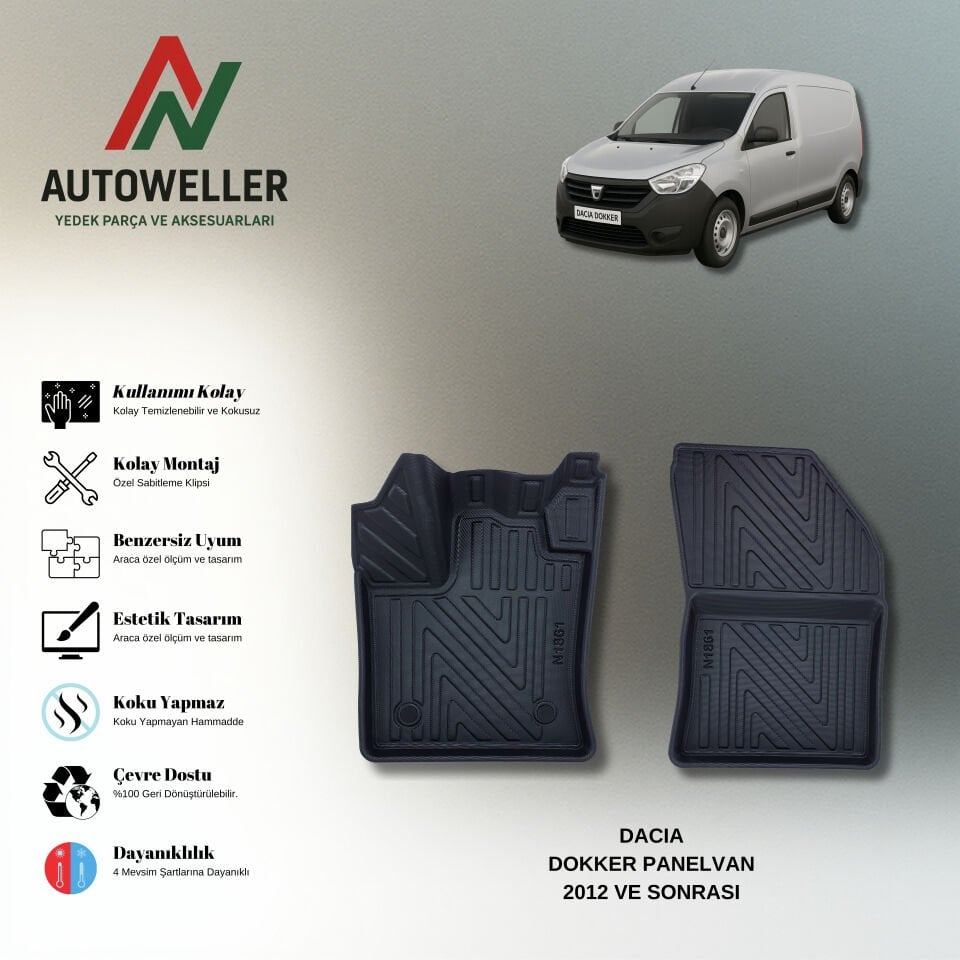 Dacia Dokker Panelvan 2012 Sonrası Havuzlu Paspas