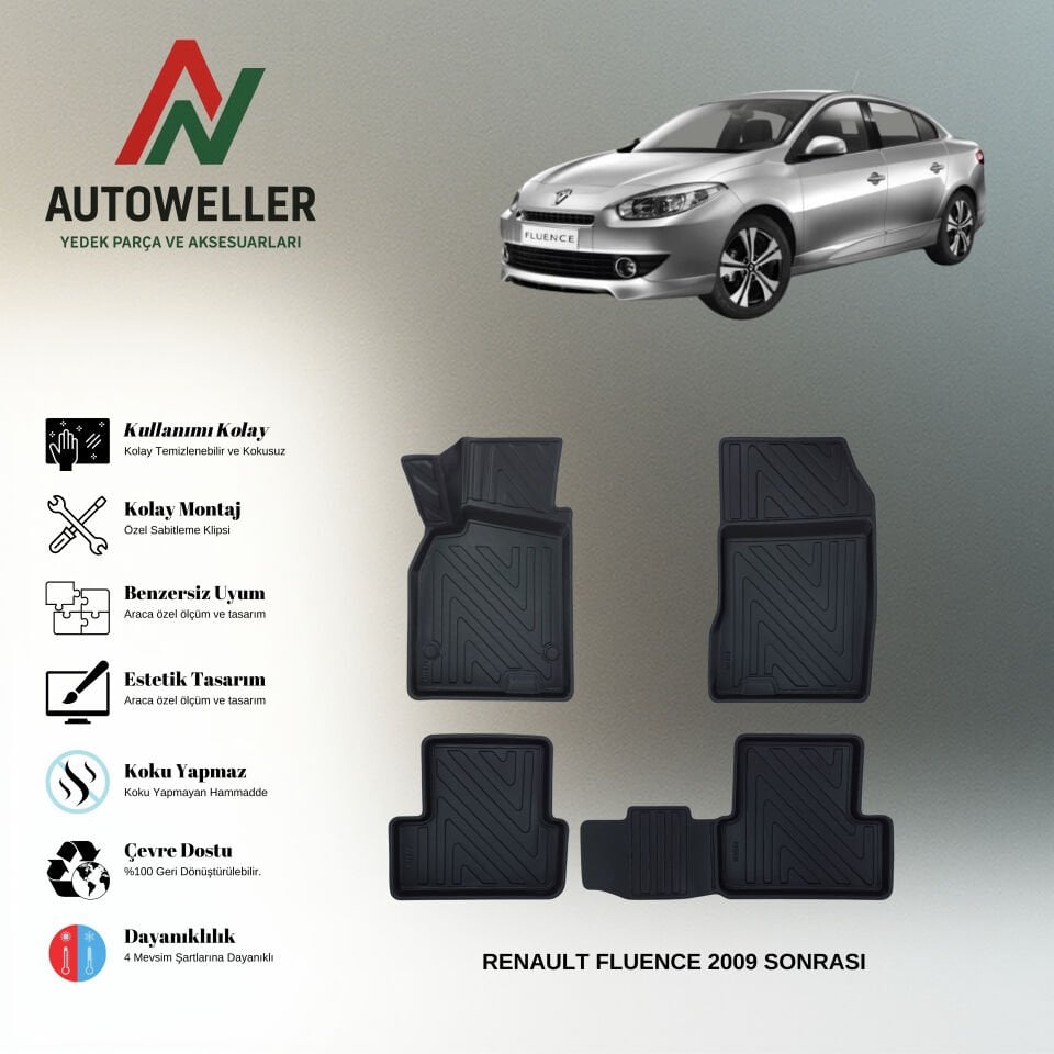 Renault Fluence 2009 Sonrası Havuzlu Paspas