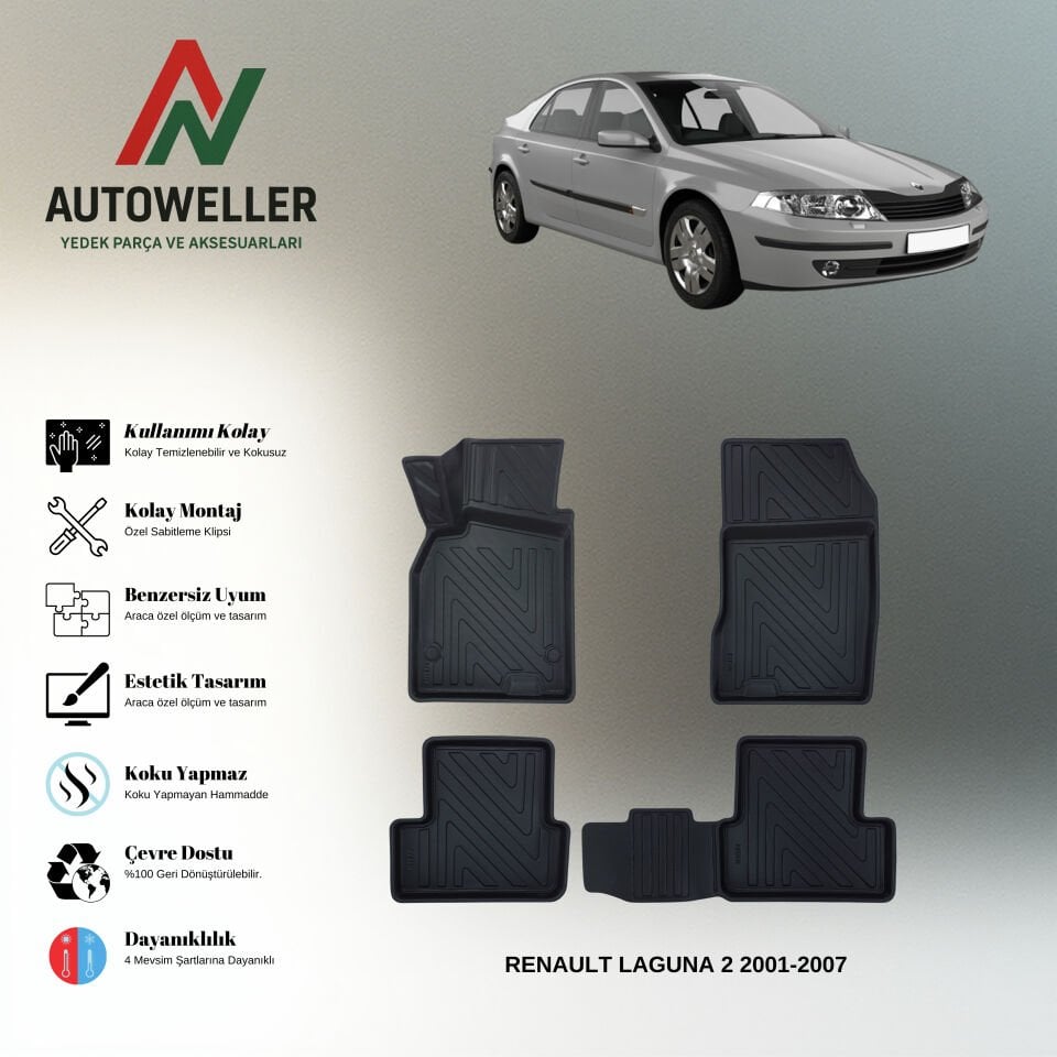 Renault Laguna 2 2001-2007 Havuzlu Paspas