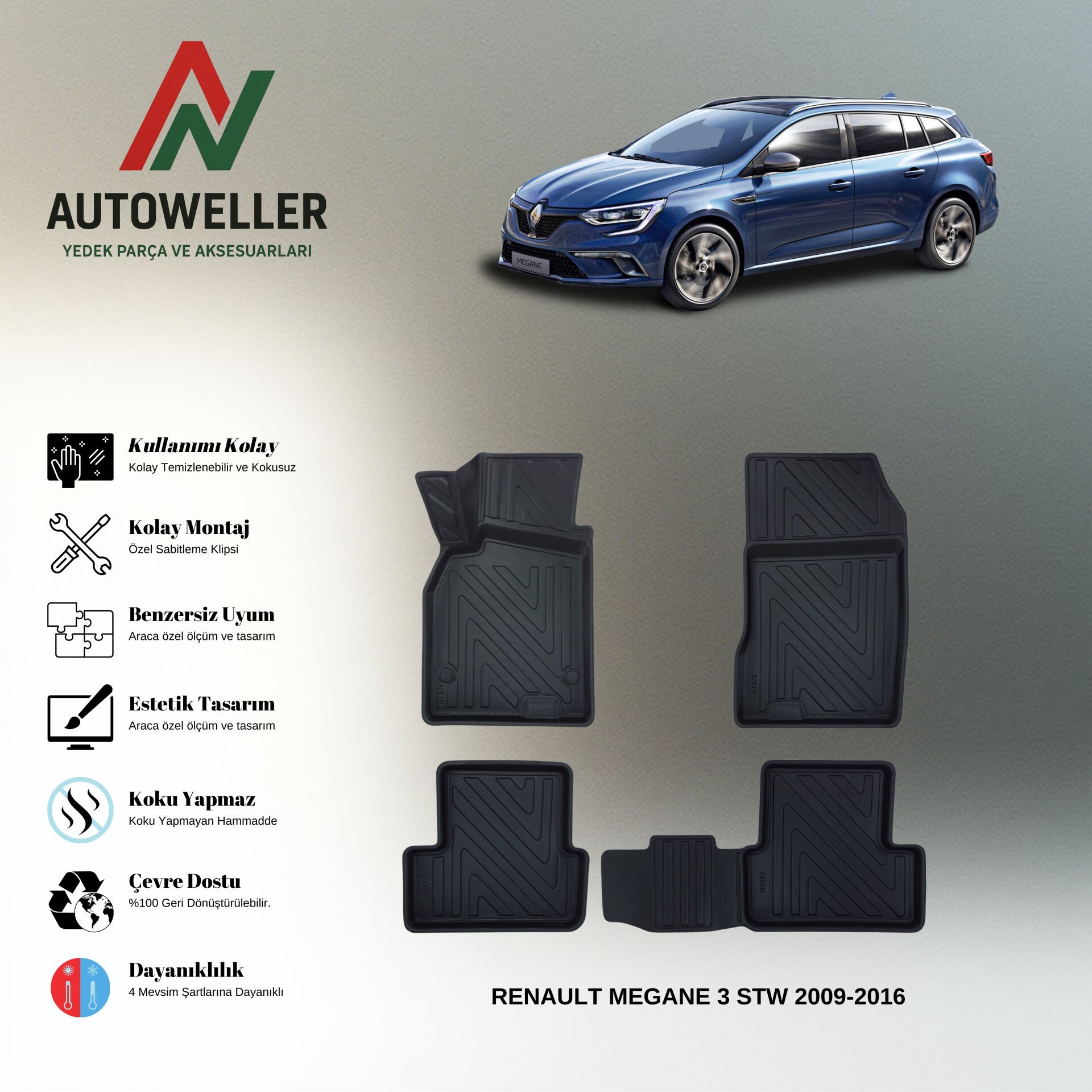 Renault Megane 3 2009-2016 Havuzlu Paspas | Station Wagon