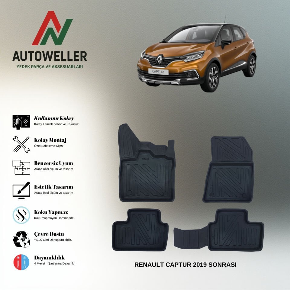 Renault Captur 2019 Sonrası Havuzlu Paspas