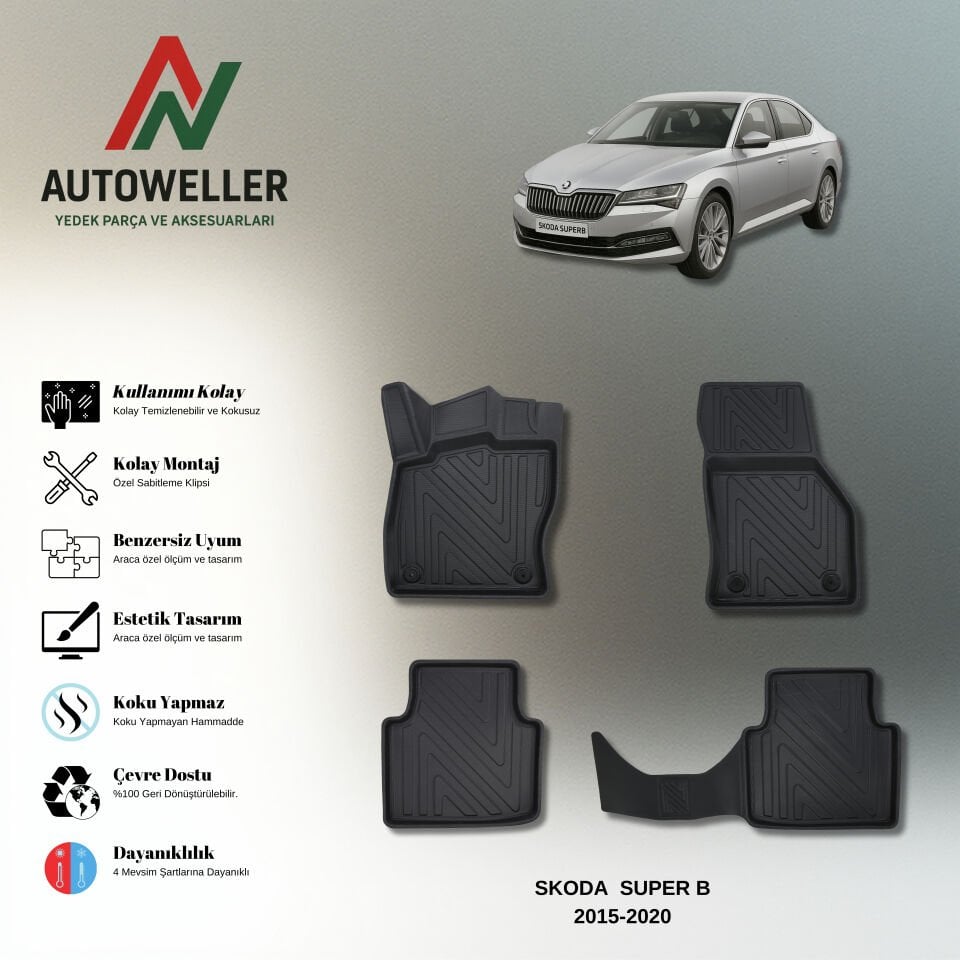 Skoda Superb 2015-2023 Havuzlu Paspas