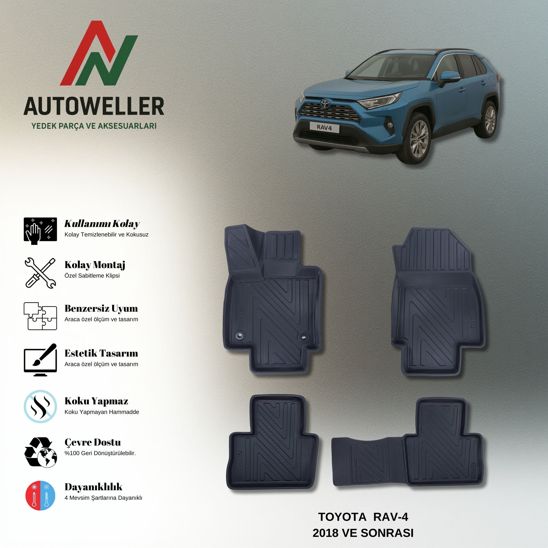 Toyota Rav4 2018 Sonrası Havuzlu Paspas