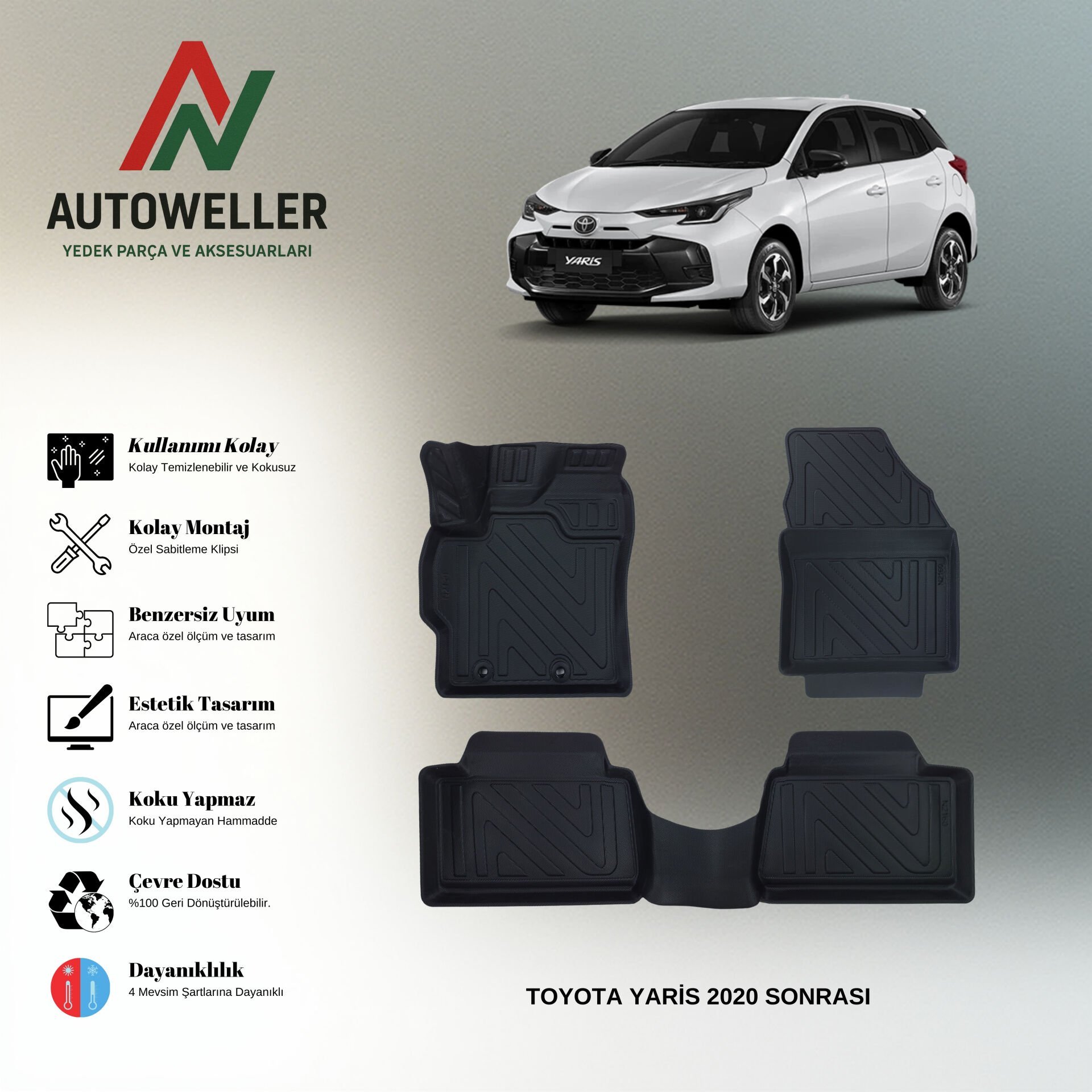 Toyota Yaris 2020 Sonrası Havuzlu Paspas