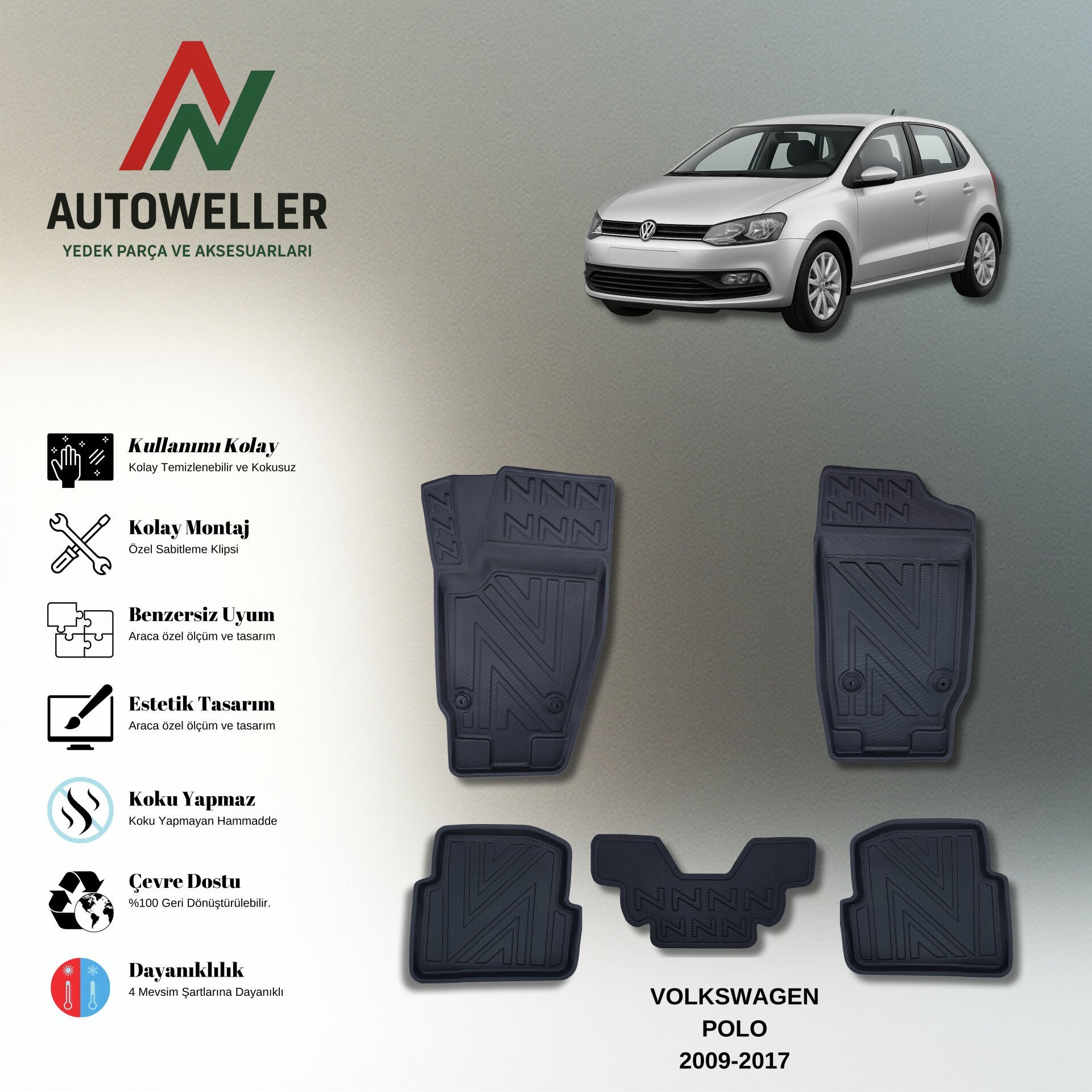 Volkswagen Polo 6R 2009-2017 Havuzlu Paspas